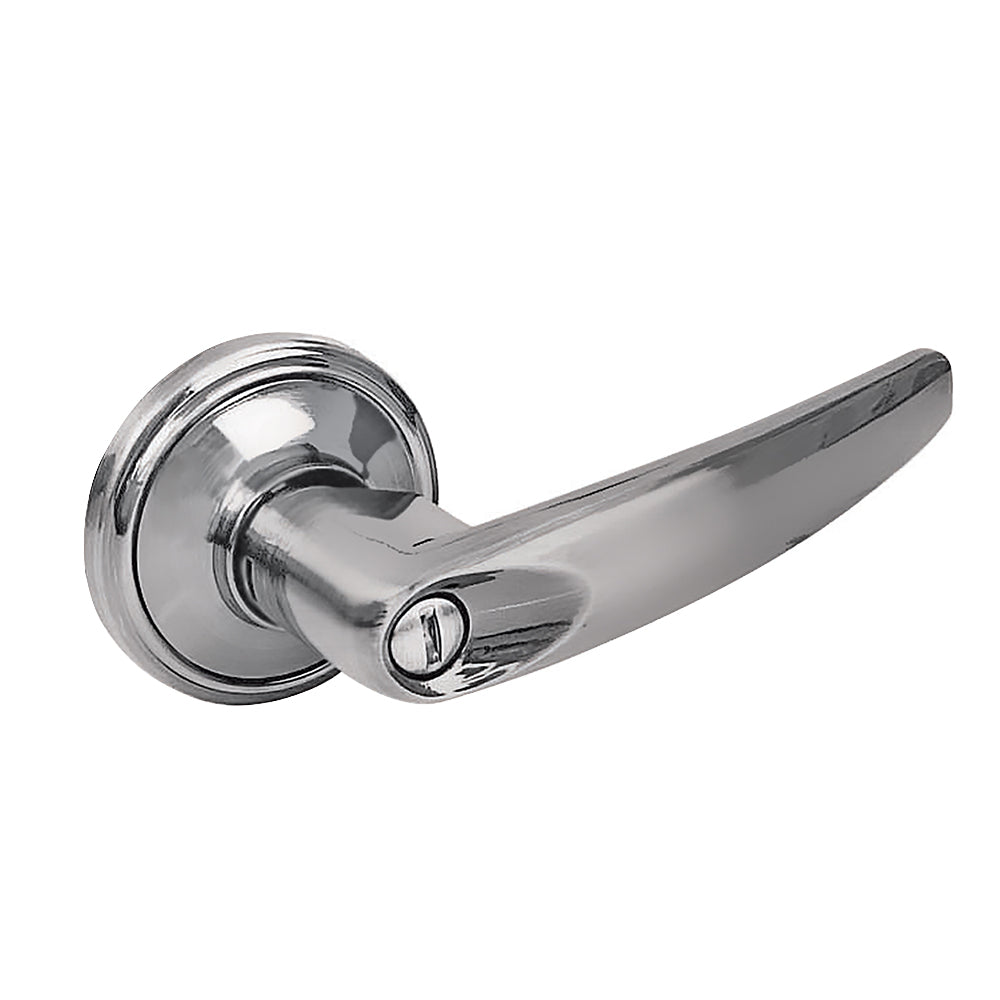 MANIJA TUBULAR RECTA FUNCIÓN BAÑO, NÍQUEL SATINADO, LLAVE ESTÁNDAR, BLÍSTER LOCK