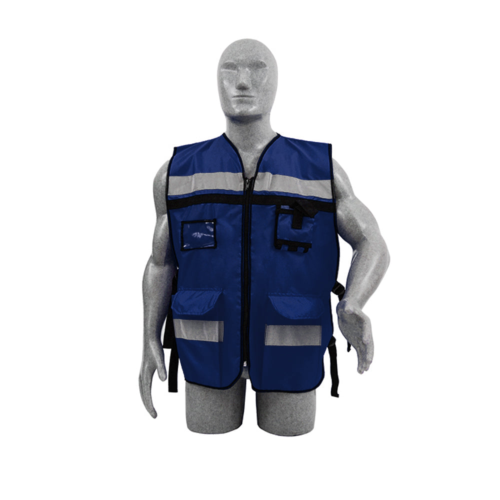 CHALECO TIPO SUPERVISOR ABIERTO CON REFLEJANTE UNITALLA COLOR AZUL SURTEK
