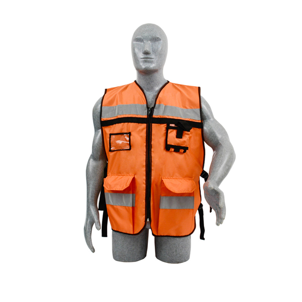 CHALECO TIPO SUPERVISOR ABIERTO CON REFLEJANTE UNITALLA COLOR NARANJA SURTEK
