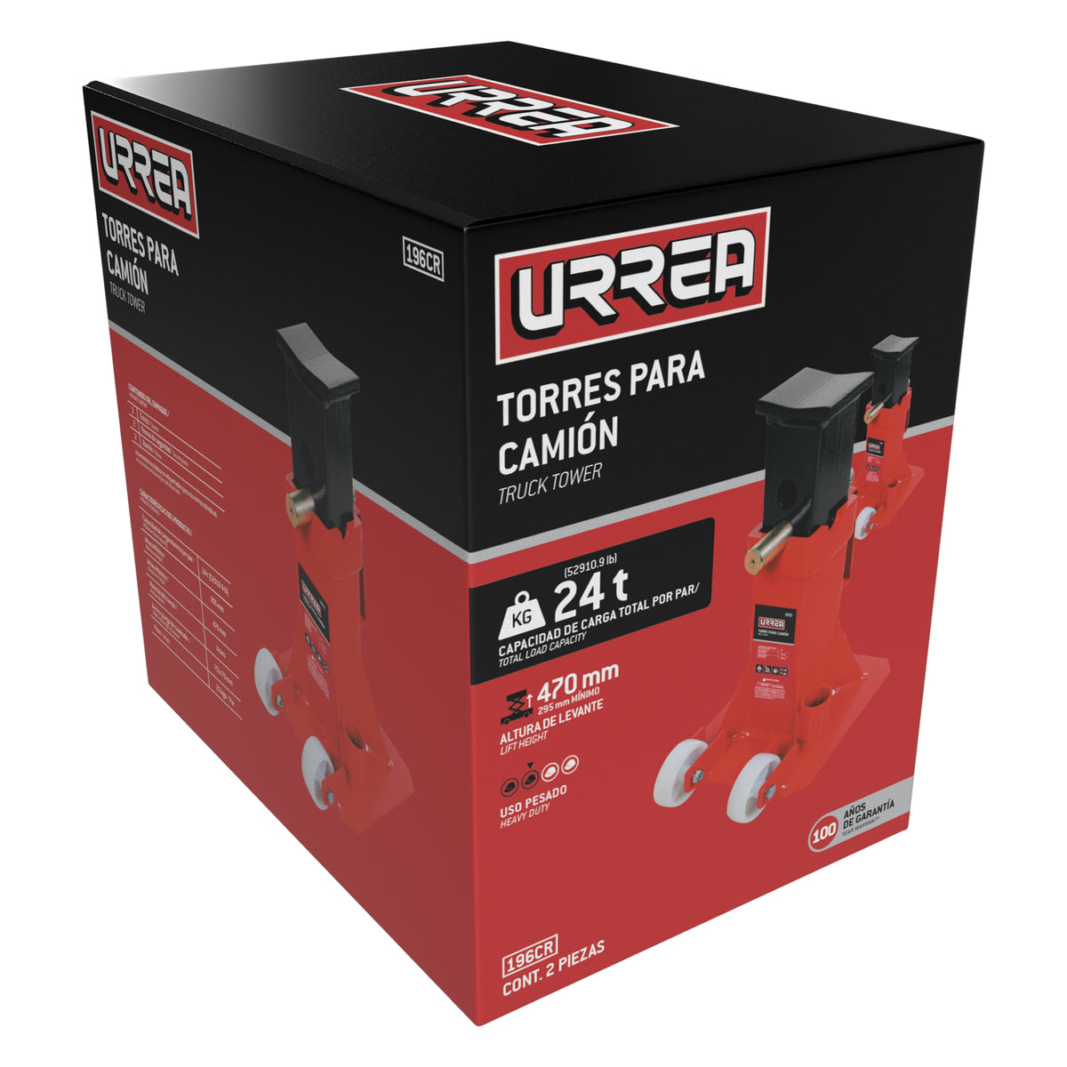 TORRES PARA CAMIÓN DE HIERRO FUNDIDO 12 TON CON RUEDAS, 2 PIEZAS URREA