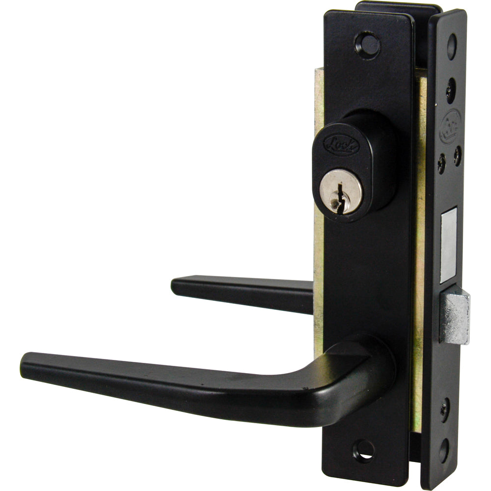 CERRADURA CLÁSICA PARA PUERTA DE ALUMINIO FUNCIÓN ENCILLA, NEGRO, LLAVE ESTÁNDAR LOCK