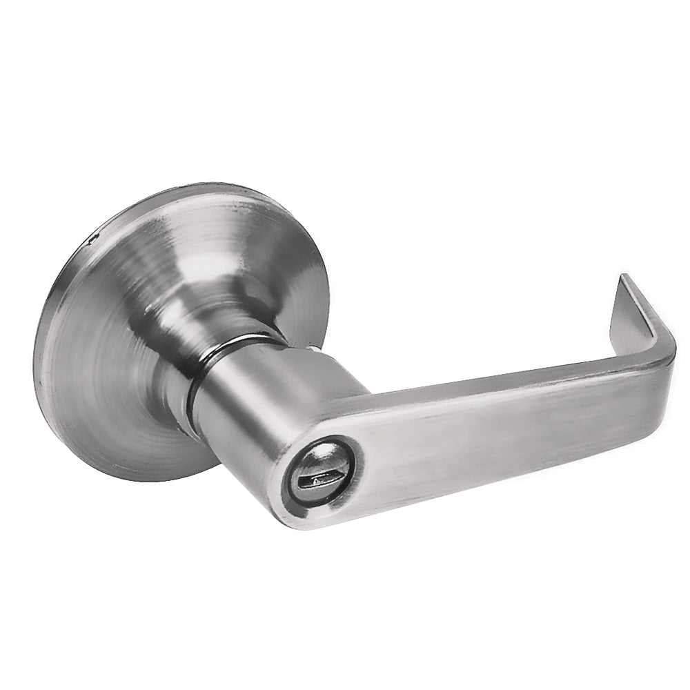 MANIJA TUBULAR PLANA FUNCIÓN BAÑO, NÍQUEL SATINADO, LLAVE ESTÁNDAR, BLÍSTER LOCK