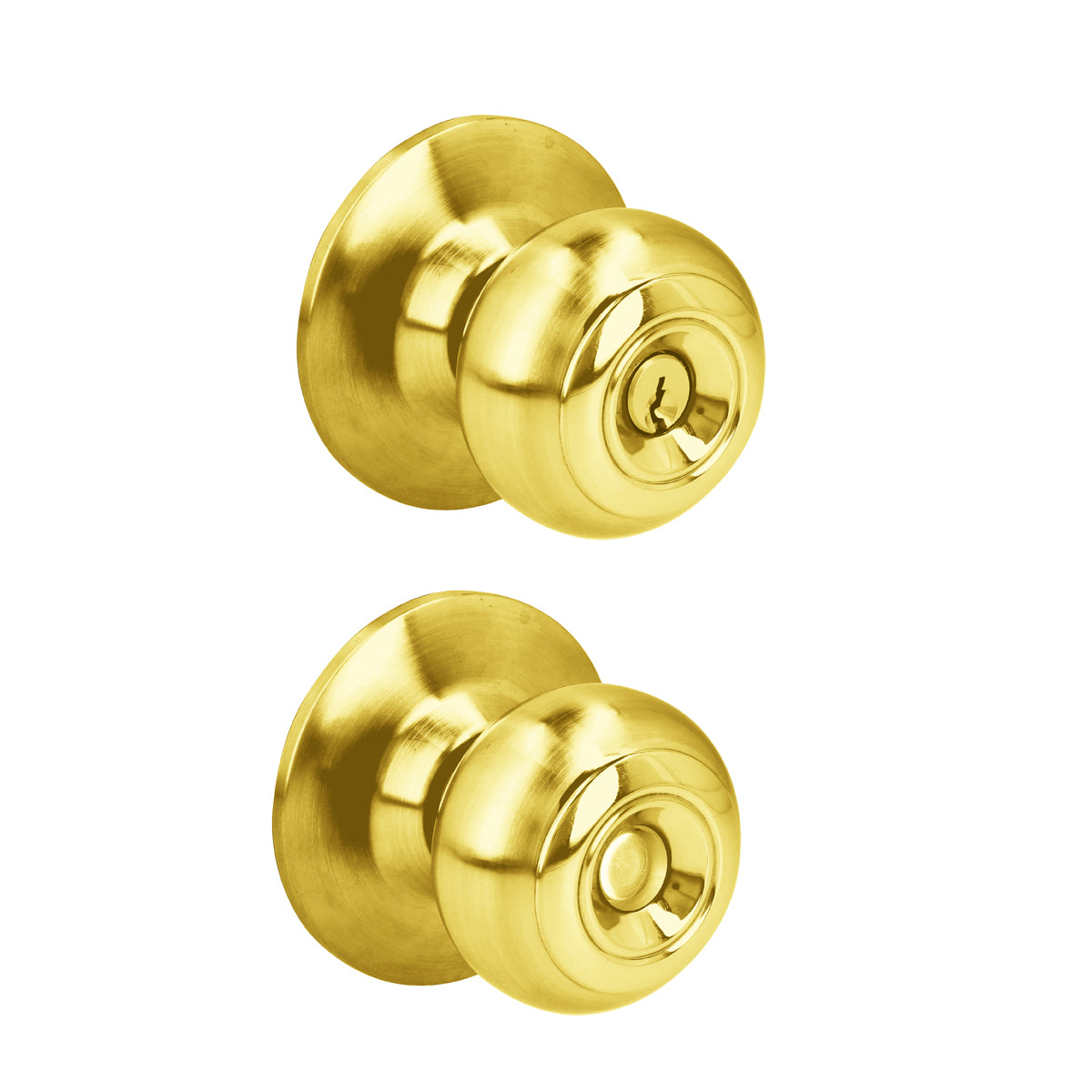 POMO CILÍNDRICO OVALADO FUNCIÓN ENTRADA, LATÓN BRILLANTE, LLAVE ESTÁNDAR, BLÍSTER PROLOK 25POP