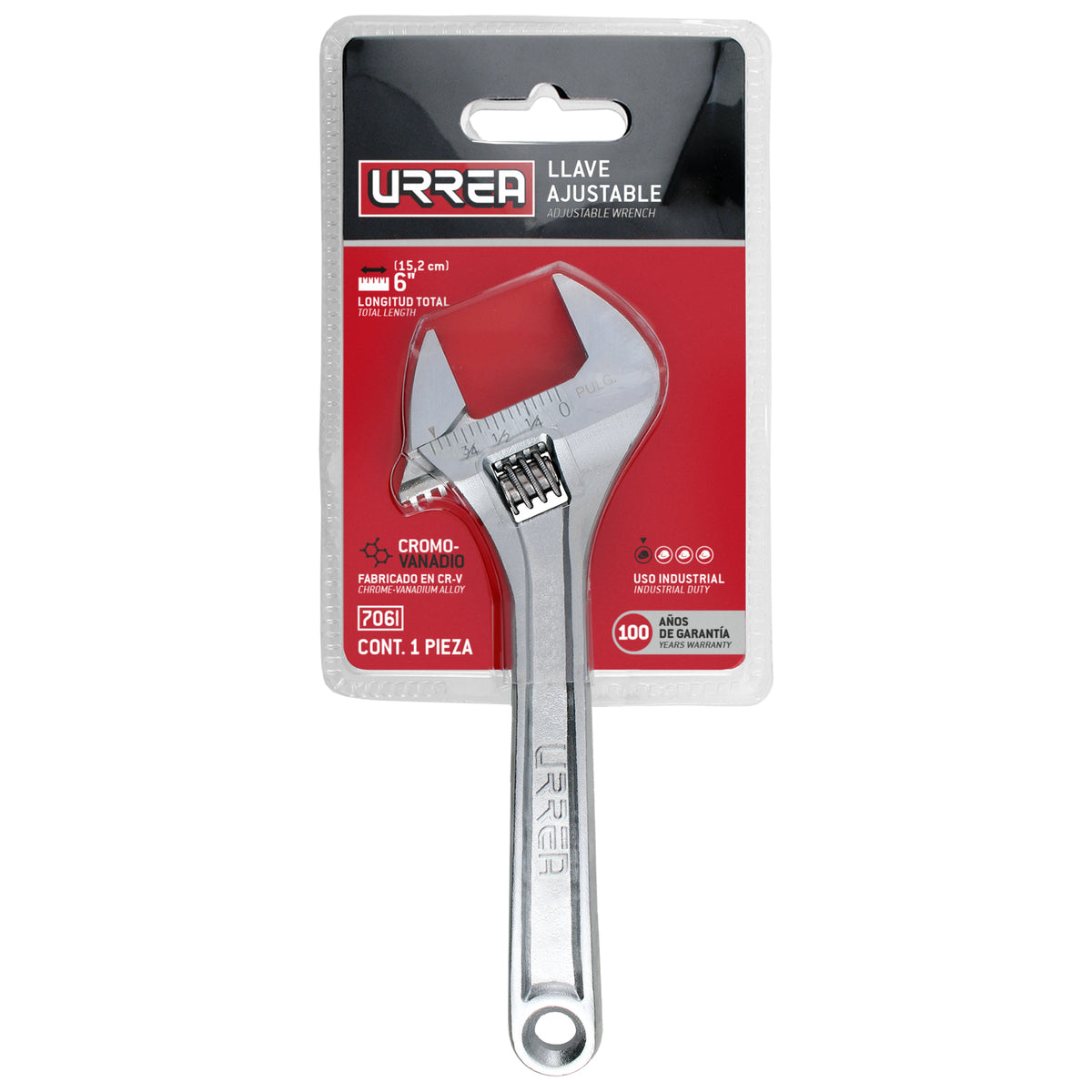 LLAVE AJUSTABLE CROMADA 6" URREA 706I