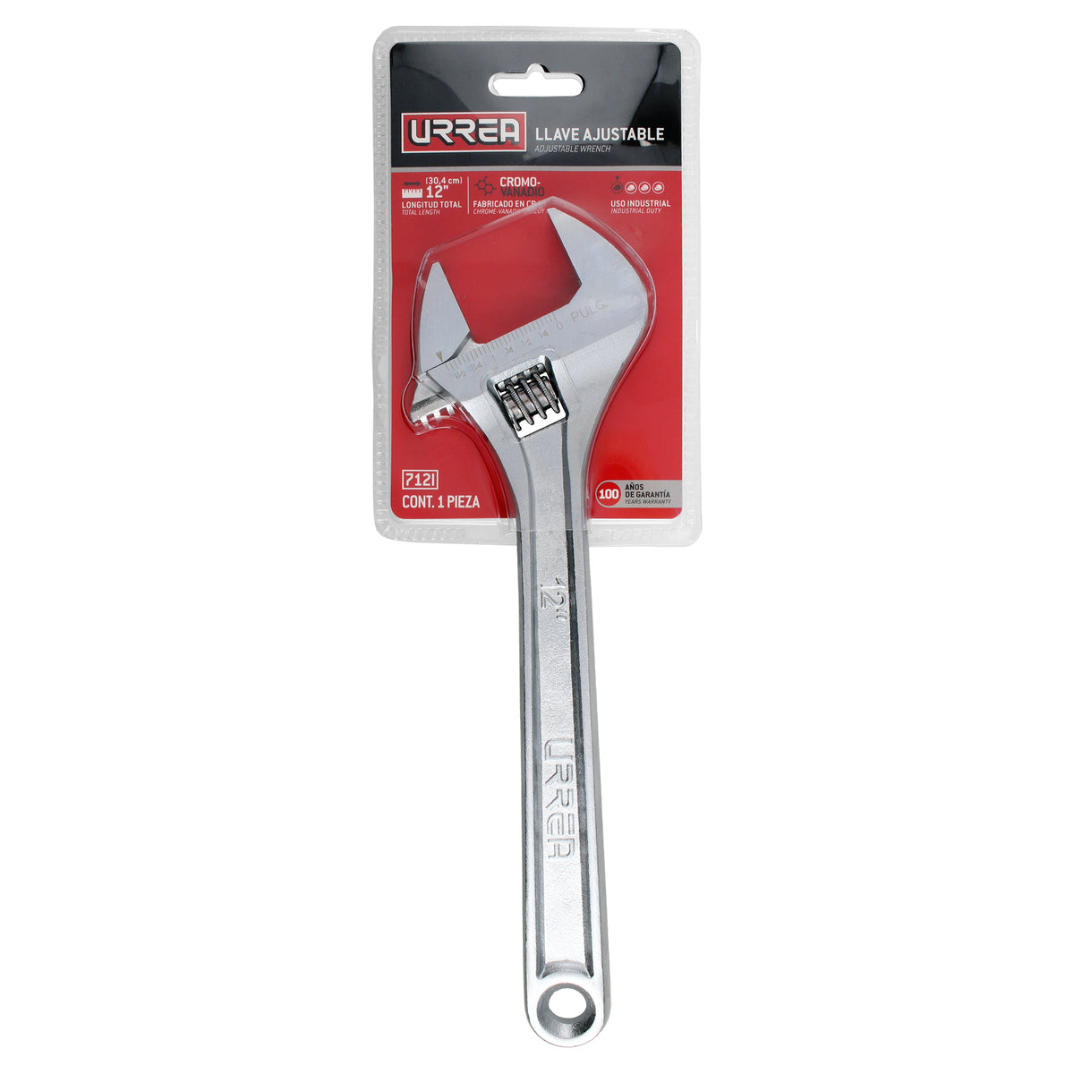 LLAVE AJUSTABLE CROMADA 12" URREA 712I