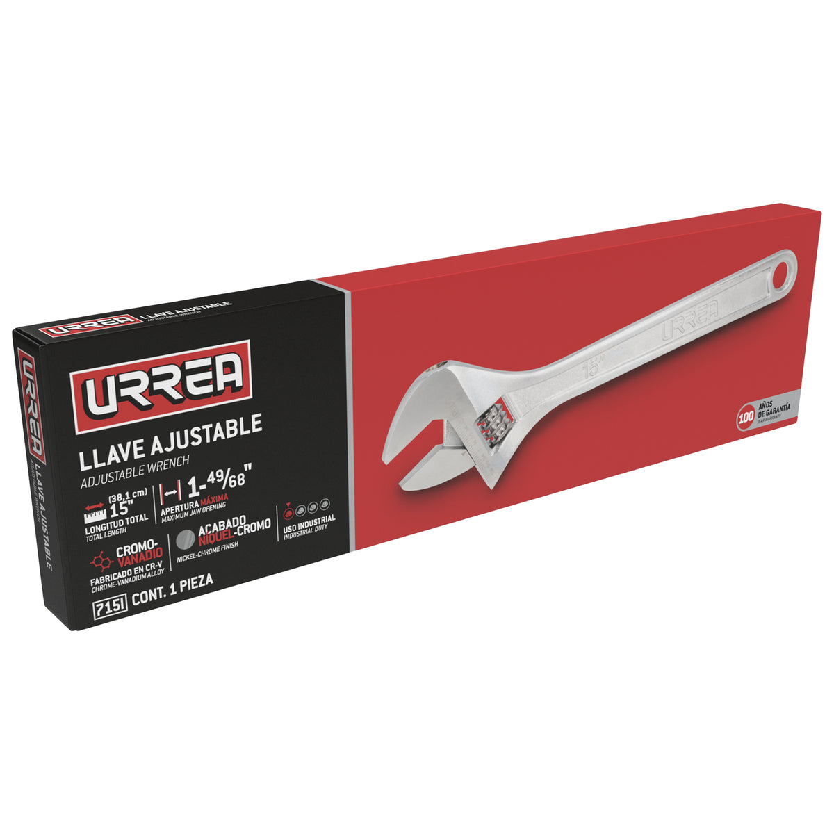 LLAVE AJUSTABLE CROMADA 15" URREA 715I
