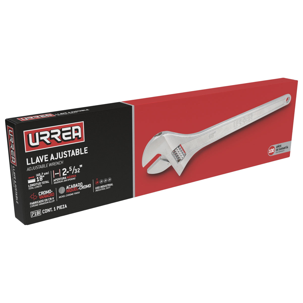 LLAVE AJUSTABLE CROMADA 18" URREA 718I
