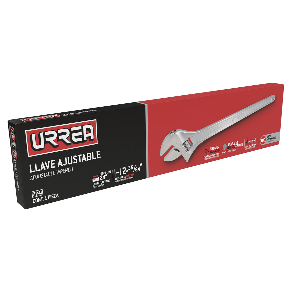 LLAVE AJUSTABLE CROMADA 24" URREA 724I