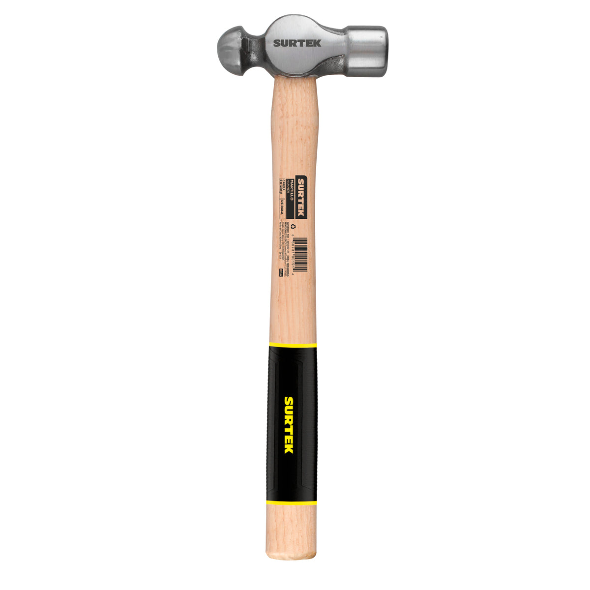 MARTILLO PULIDO DE BOLA CON MANGO DE MADERA CON GRIP DE 13", 8 OZ SURTEK