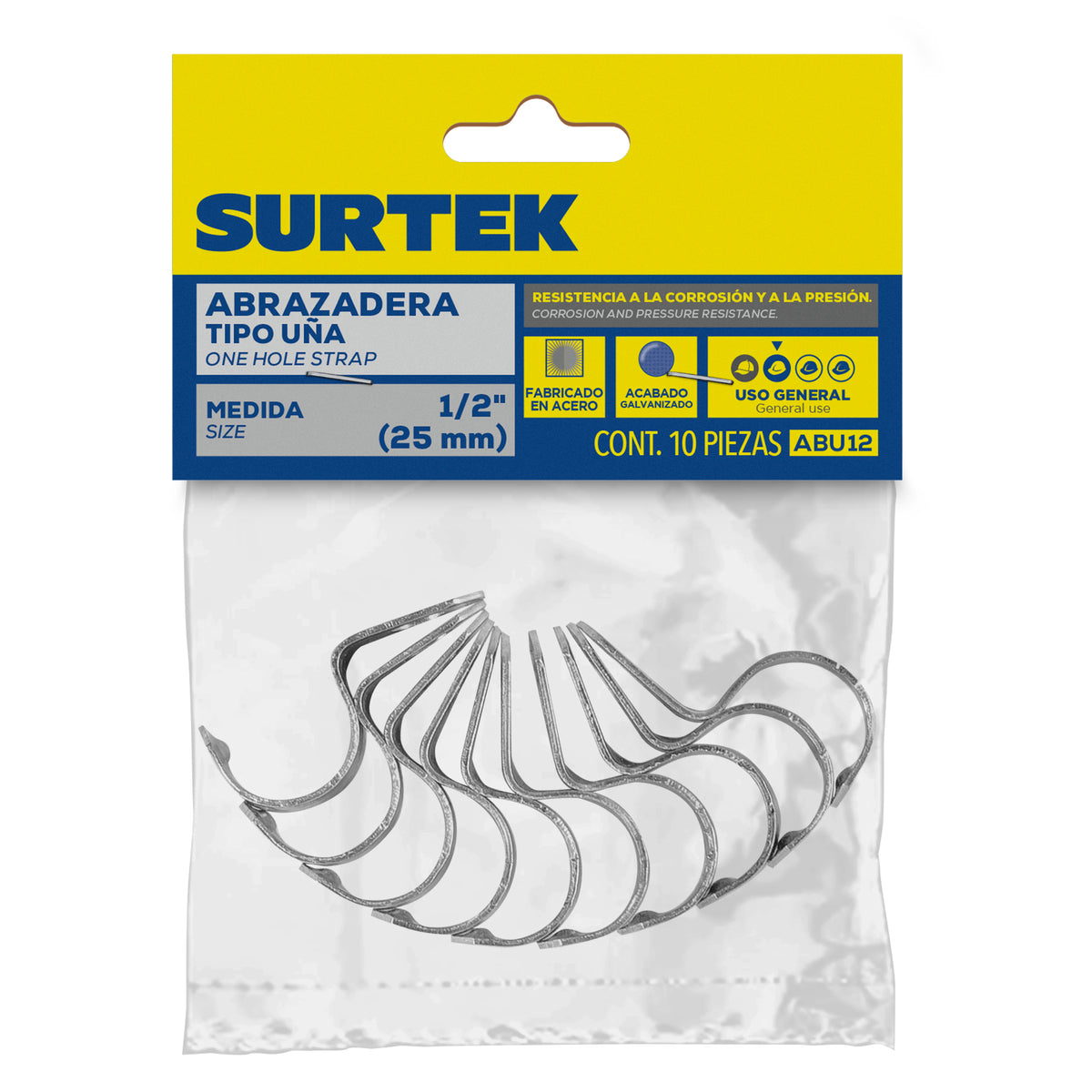 ABRAZADERA PARA TUBO TIPO UÑA 1", 10 PIEZAS SURTEK ABU1