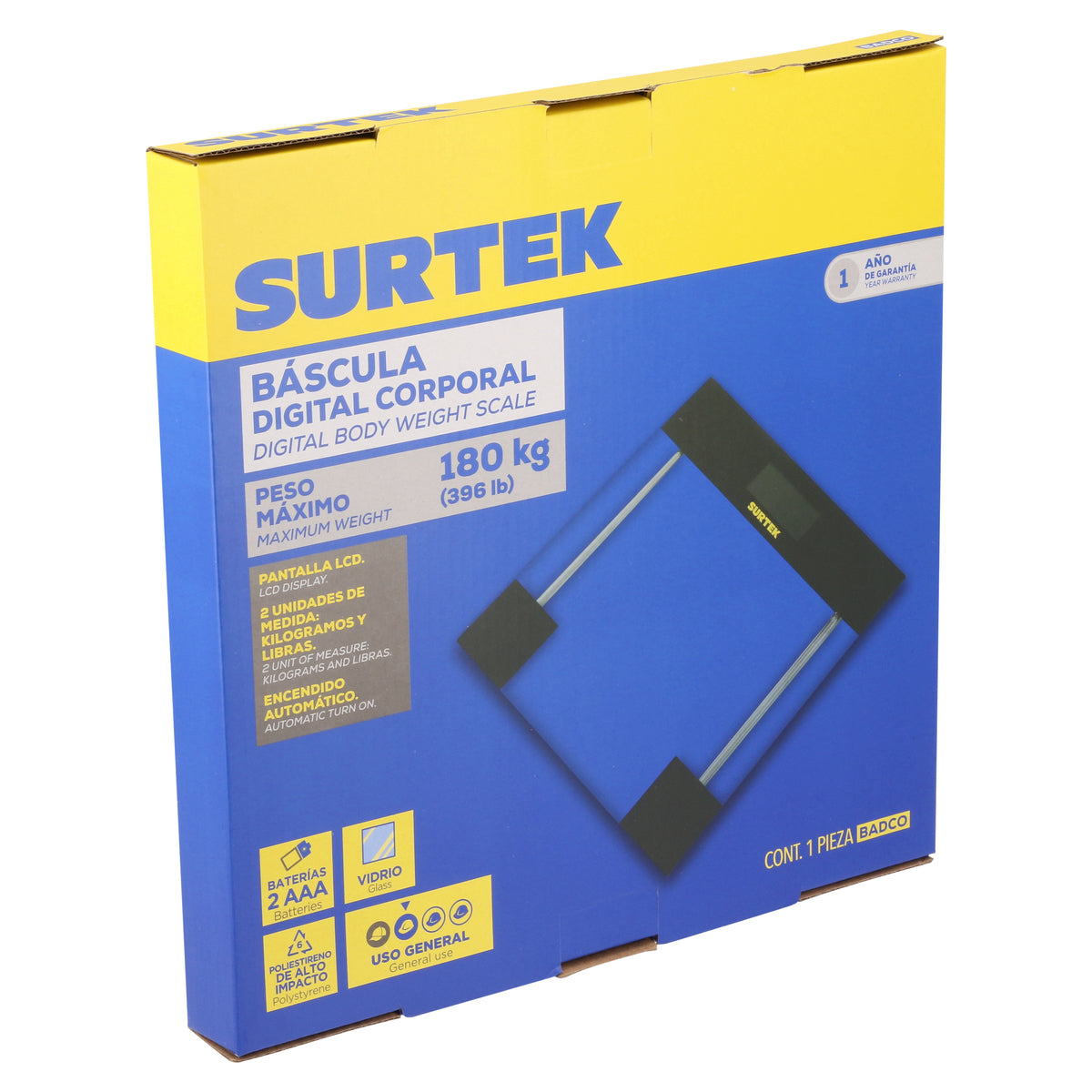 BÁSCULA DIGITAL CORPORAL 180 KG SURTEK BADCO