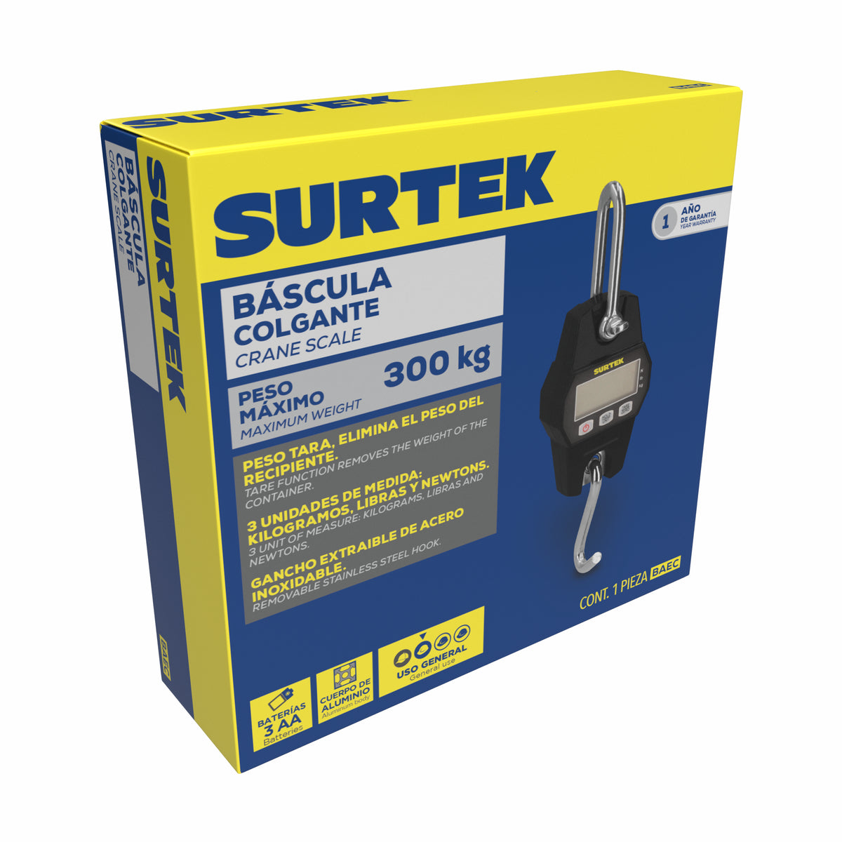 BÁSCULA ELECTRÓNICA COLGANTE 300 KG SURTEK