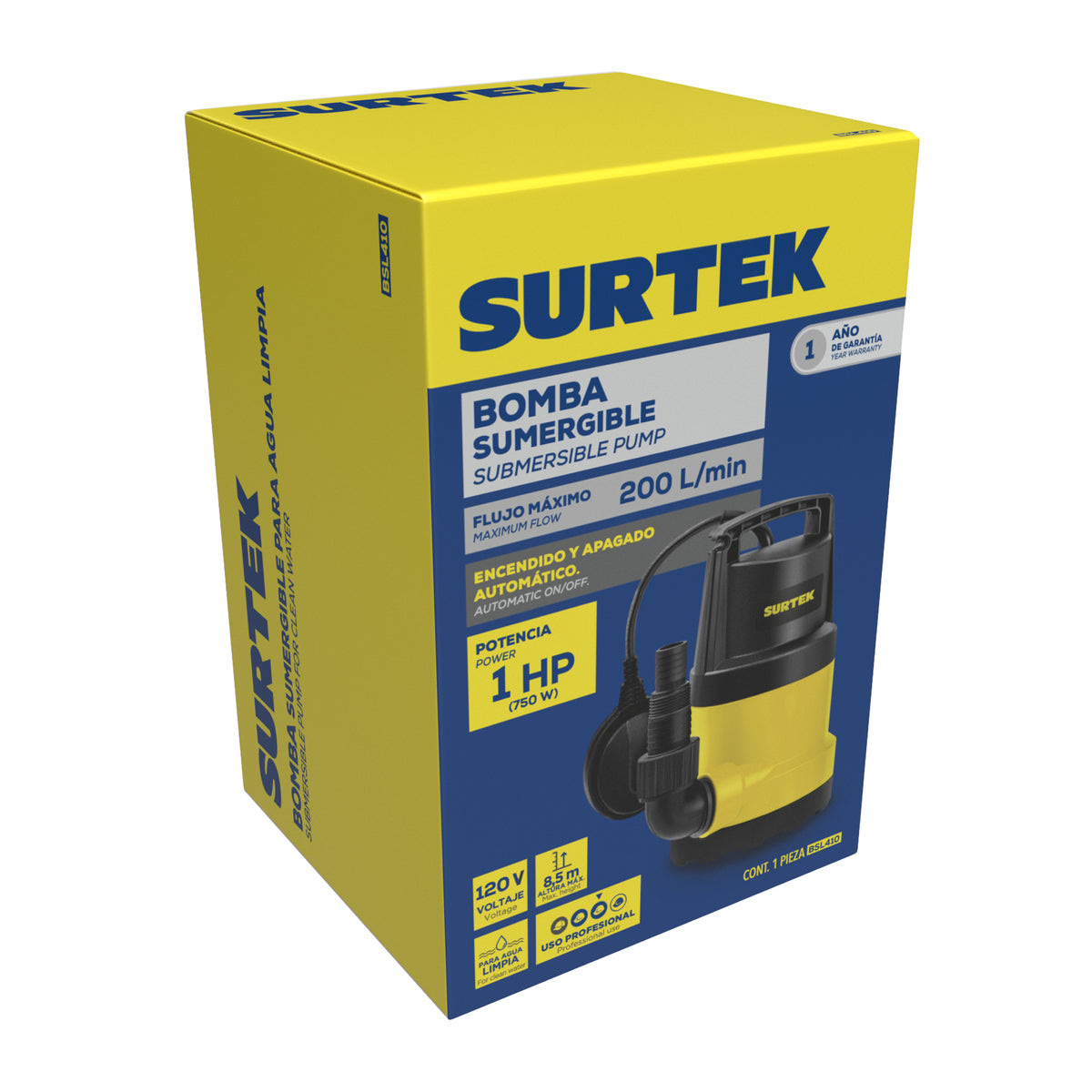 BOMBA SUMERGIBLE PARA AGUA LIMPIA 1/2 HP SURTEK BSL405