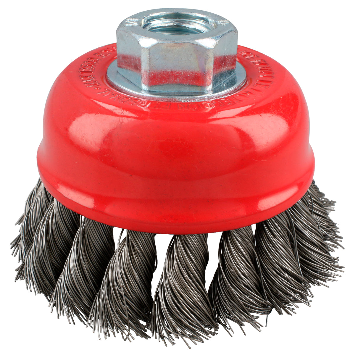 CARDA COPA TRENZADA ALAMBRE GRUESO DE ACERO INOXIDABLE 4" X 0.50 MM CON ROSCA M14 URREA C929