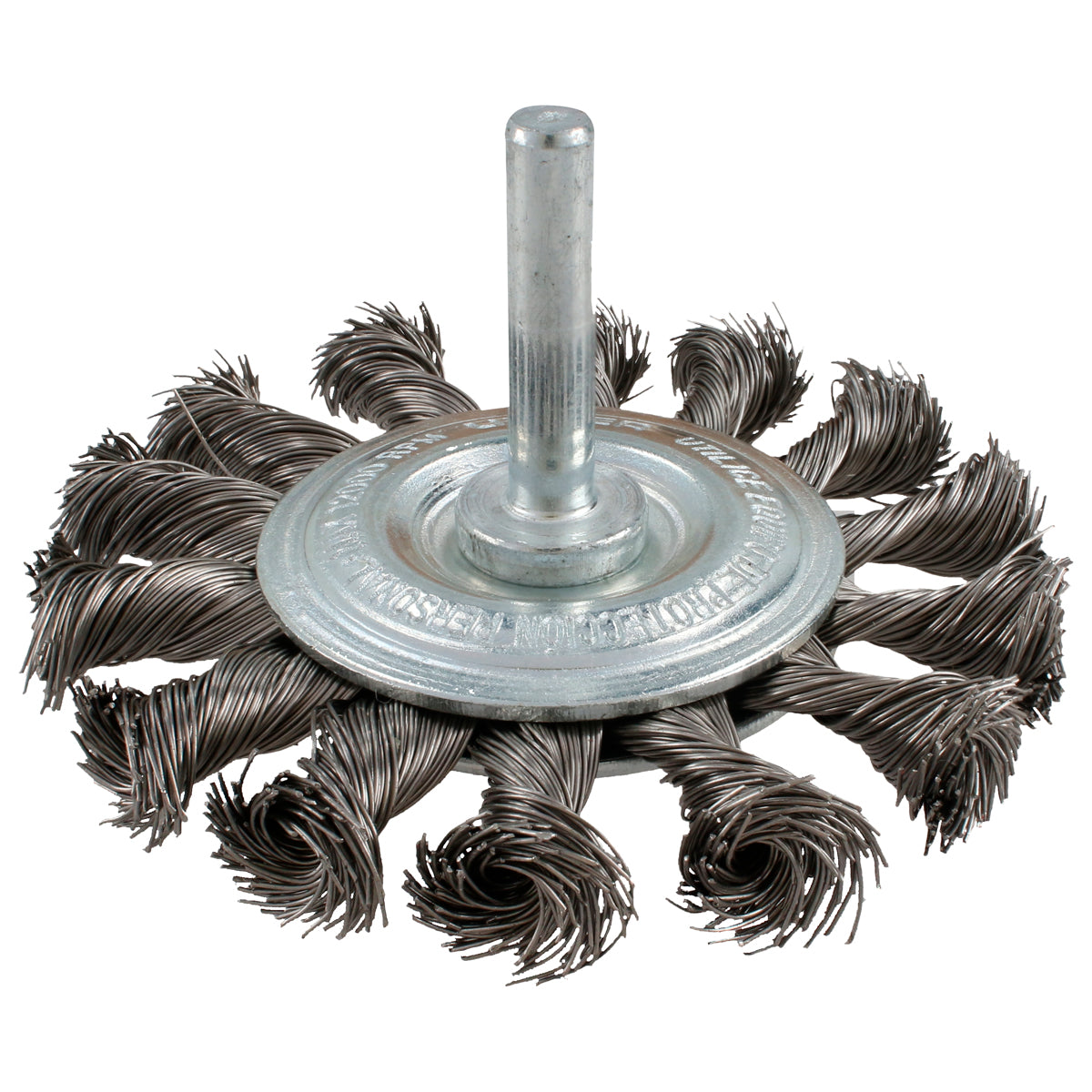 CARDA CIRCULAR TRENZADA ALAMBRE FINO DE ACERO INOXIDABLE 3" X 0.35 MM CON ZANCO 1/4" URREA C960