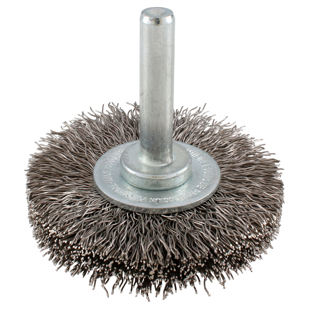 CARDA CIRCULAR ONDULADA ALAMBRE FINO DE ACERO INOXIDABLE 2-3/4" X 0.30 MM CON ZANCO 1/4" URREA C962