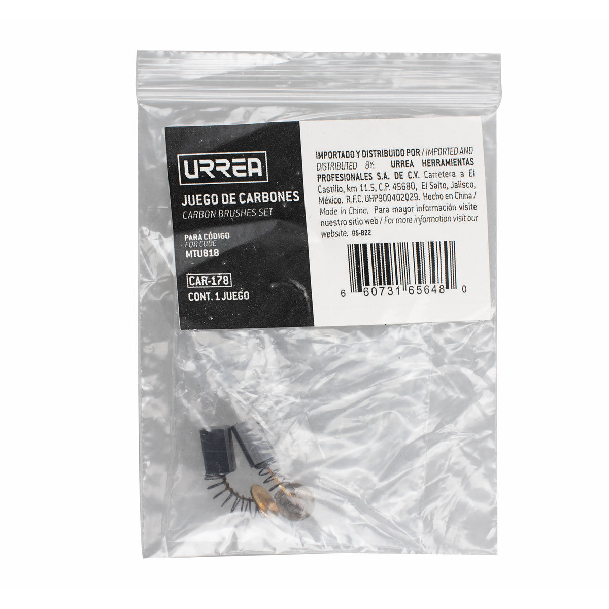 JUEGO DE CARBONES PARA MTU818, 2 PIEZAS. URREA