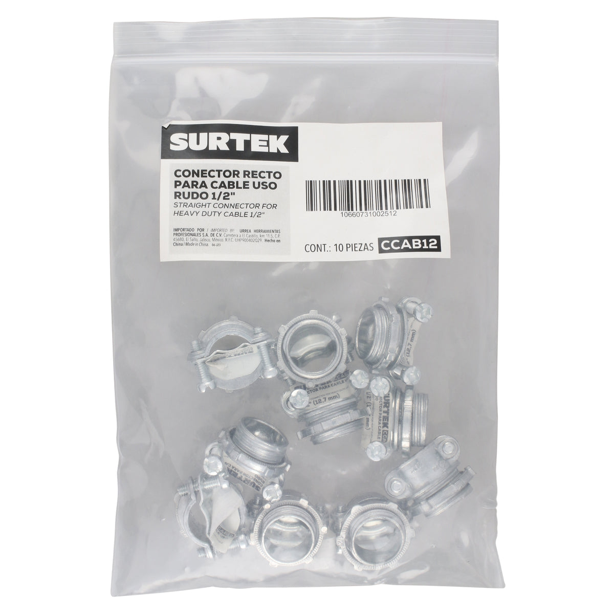 CONECTOR RECTO PARA CABLE 1/2" SURTEK