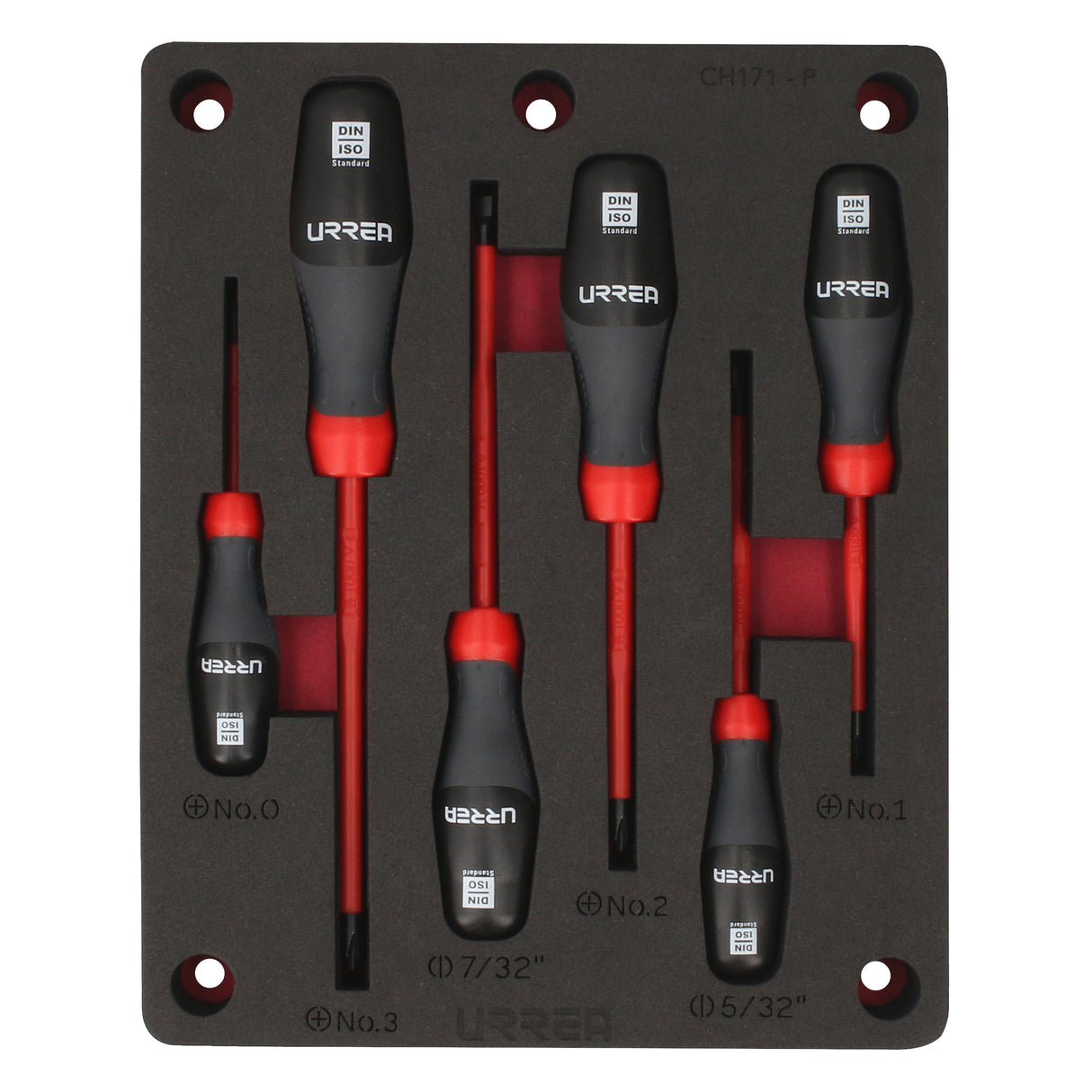 JUEGO DE DESTORNILLADORES CON MANGO 1000 V COMBINADOS, 6 PIEZAS URREA CH171P