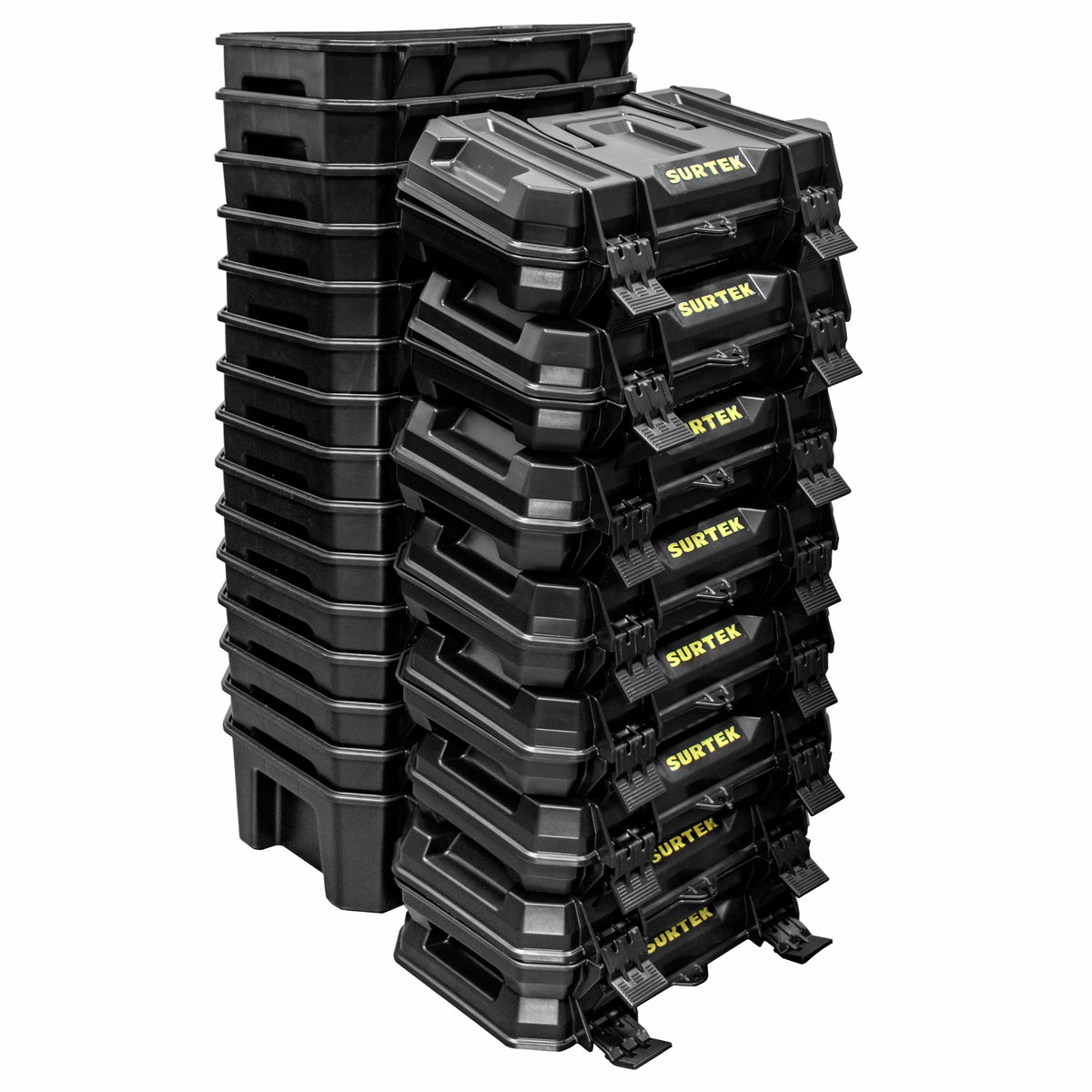 CAJAS PORTAHERRAMIENTAS PLÁSTICAS COLOR NEGRO CON BROCHES PLÁSTICOS Y CHAROLA 19", 15 PZ SURTEK CPS19NT