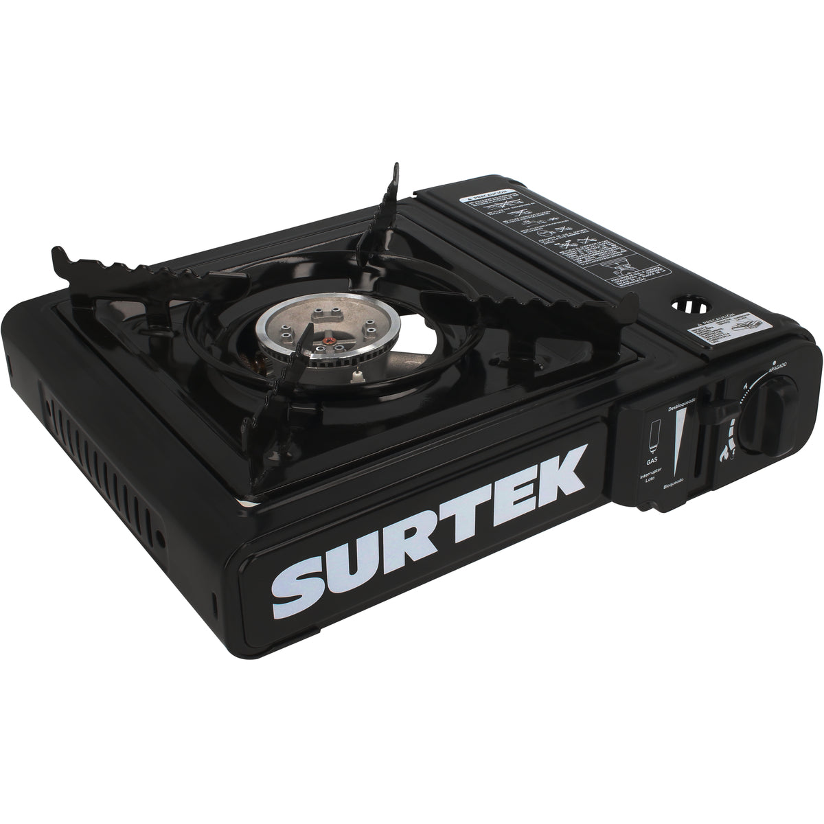 ESTUFA PORTÁTIL DE GAS, CON ENCENDIDO ELECTRÓNICO PARA LATA VÁLVULA 1/4 DE VUELTA SURTEK