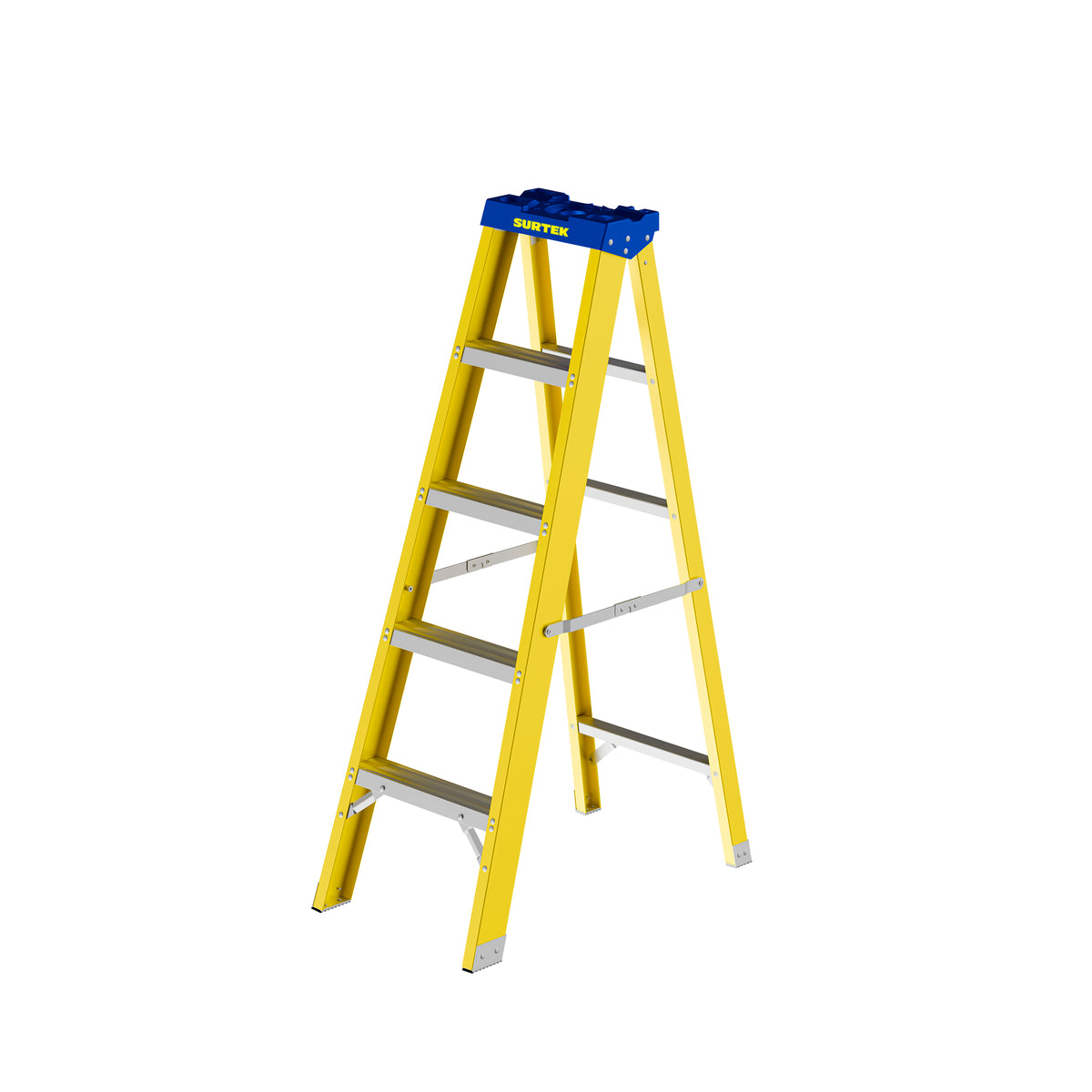 ESCALERA DE TIJERA TIPO II DE FIBRA DE VIDRIO CON 4 PELDAÑOS SURTEK