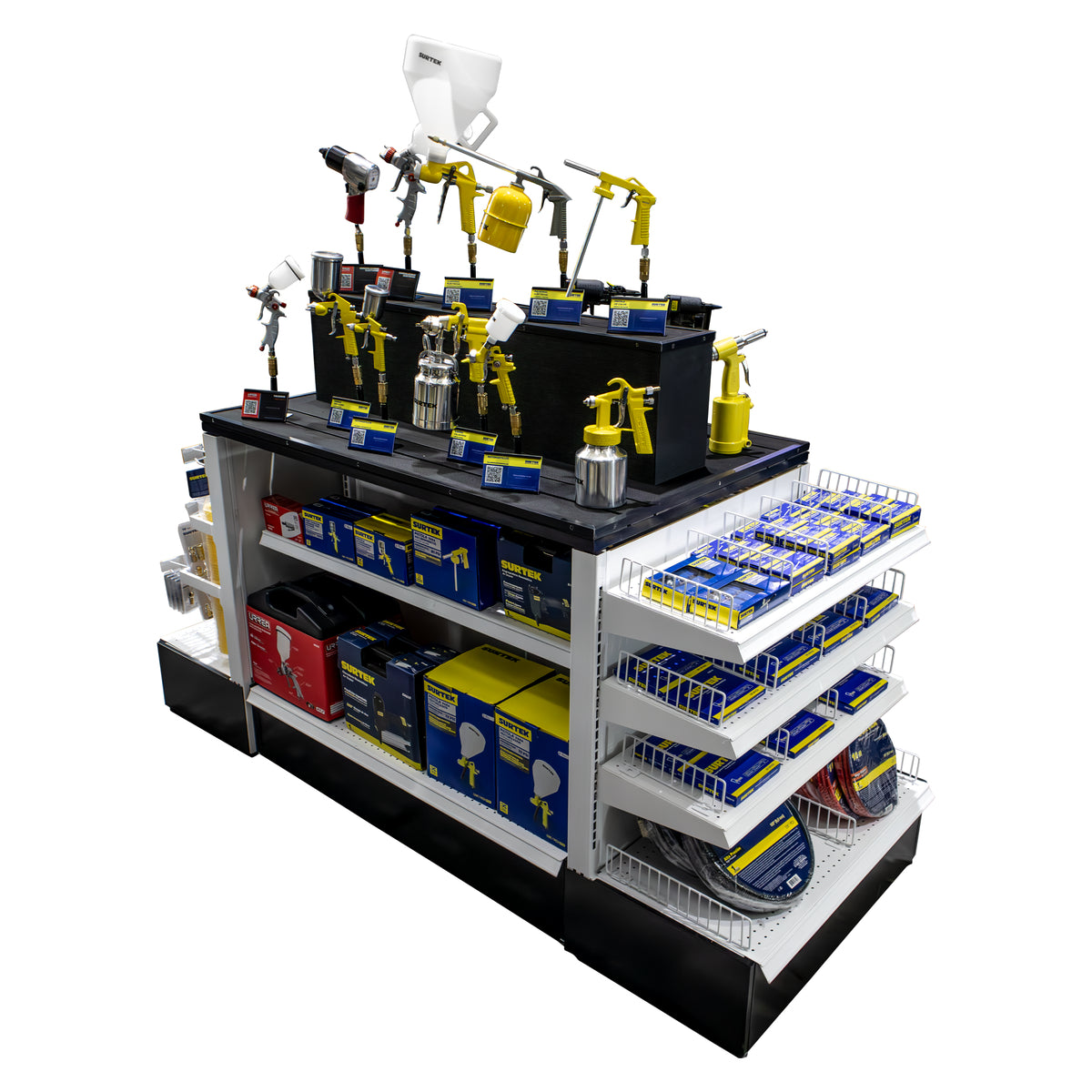 GÓNDOLA CON HERRAMIENTAS NEUMÁTICAS Y ACCESORIOS, 360 PIEZAS SURTEK GONEUC