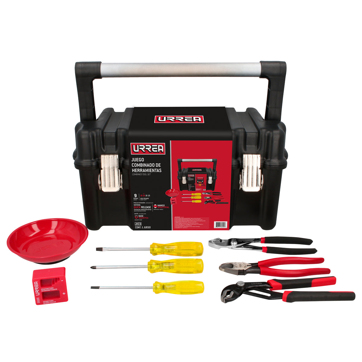 JUEGO COMBINADO DE HERRAMIENTA, 9 PIEZAS CON CAJA URREA JHC9