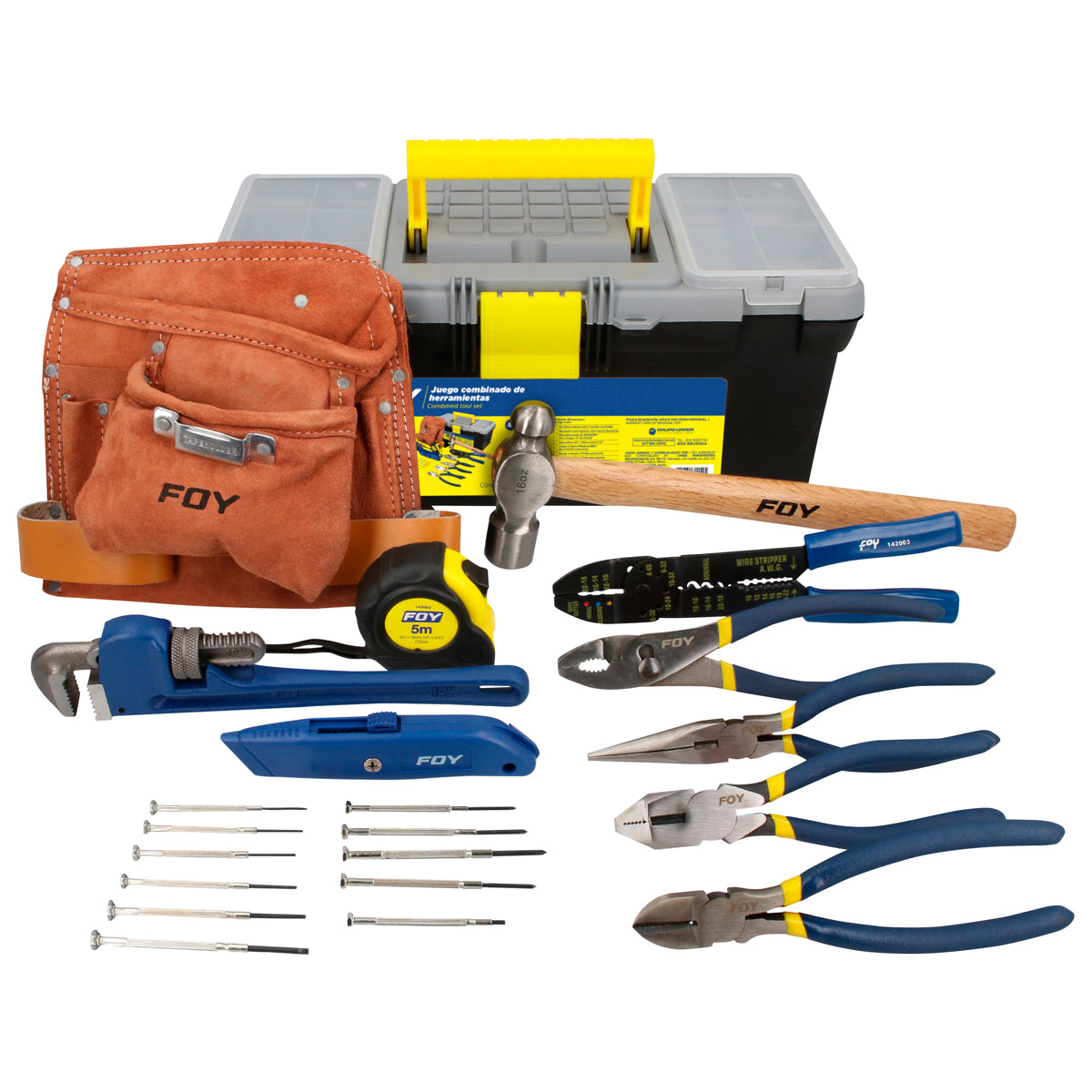 JUEGO COMBINADO DE HERRAMIENTA CON CAJA PLÁSTICA, 26 PIEZAS FOY JHF26