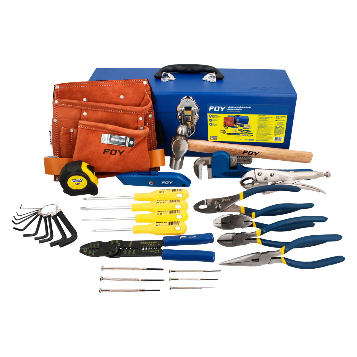 JUEGO COMBINADO DE HERRAMIENTA CON CAJA METÁLICA, 32 PIEZAS FOY JHF32