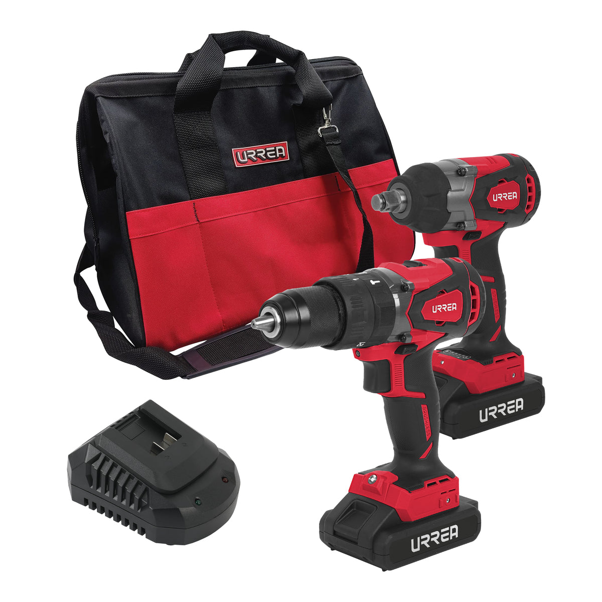JUEGO DE ROTOMARTILLO Y PISTOLA DE IMPACTO A BATERÍA LI-ION 20 V, 2 PIEZAS EN MOCHILA URREA