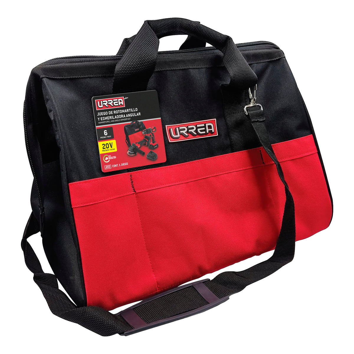 JUEGO DE ROTOMARTILLO Y ESMERILADORA DE IMPACTO A BATERÍA LI-ION 20 V, 2 PIEZAS, EN MOCHILA URREA