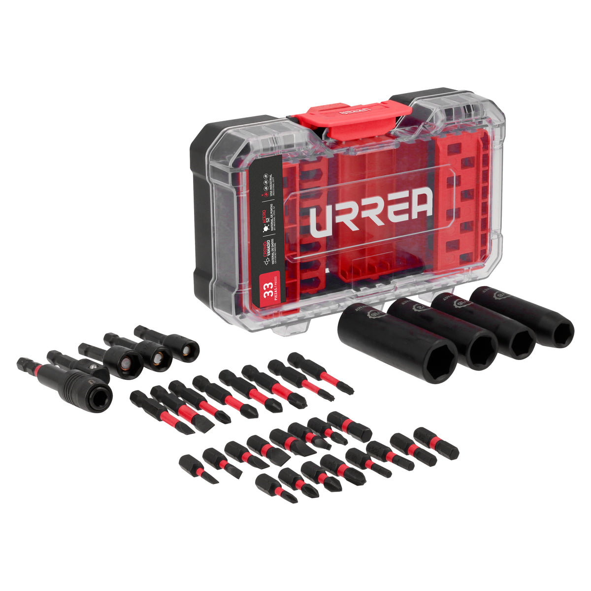 JUEGO DE PUNTAS Y DADOS DE IMPACTO, 33 PIEZAS URREA