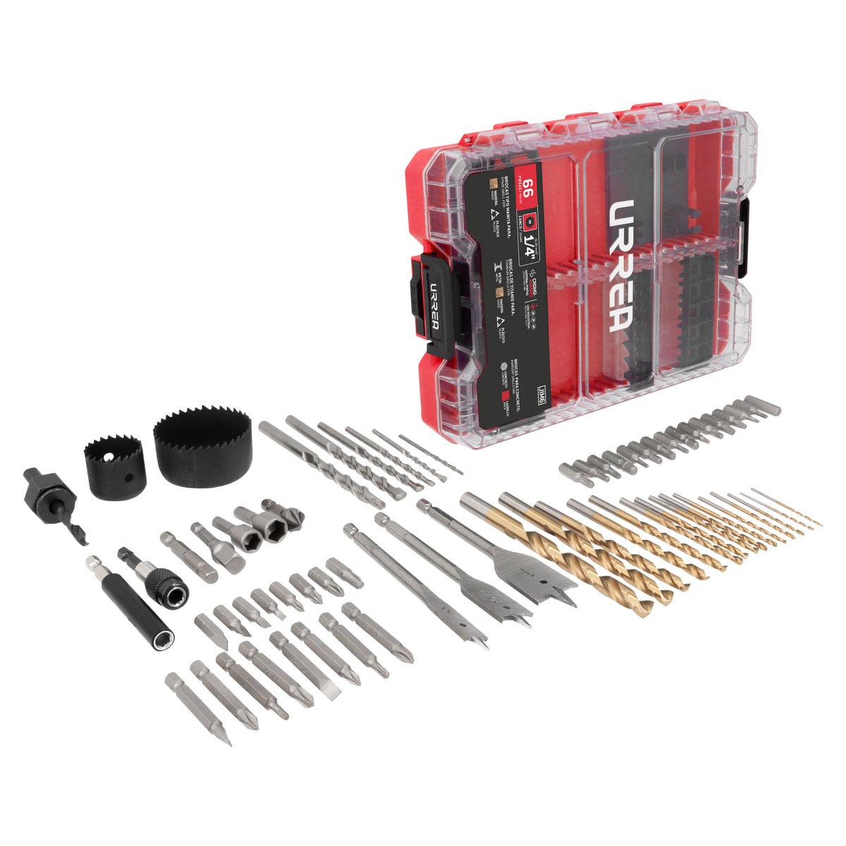 JUEGO DE PUNTAS Y BROCAS, 66 PIEZAS URREA