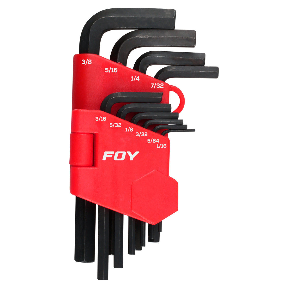 JUEGO DE LLAVES HEXAGONALES TIPO "L", EN PULGADAS, 10 PIEZAS EN RACK FOY