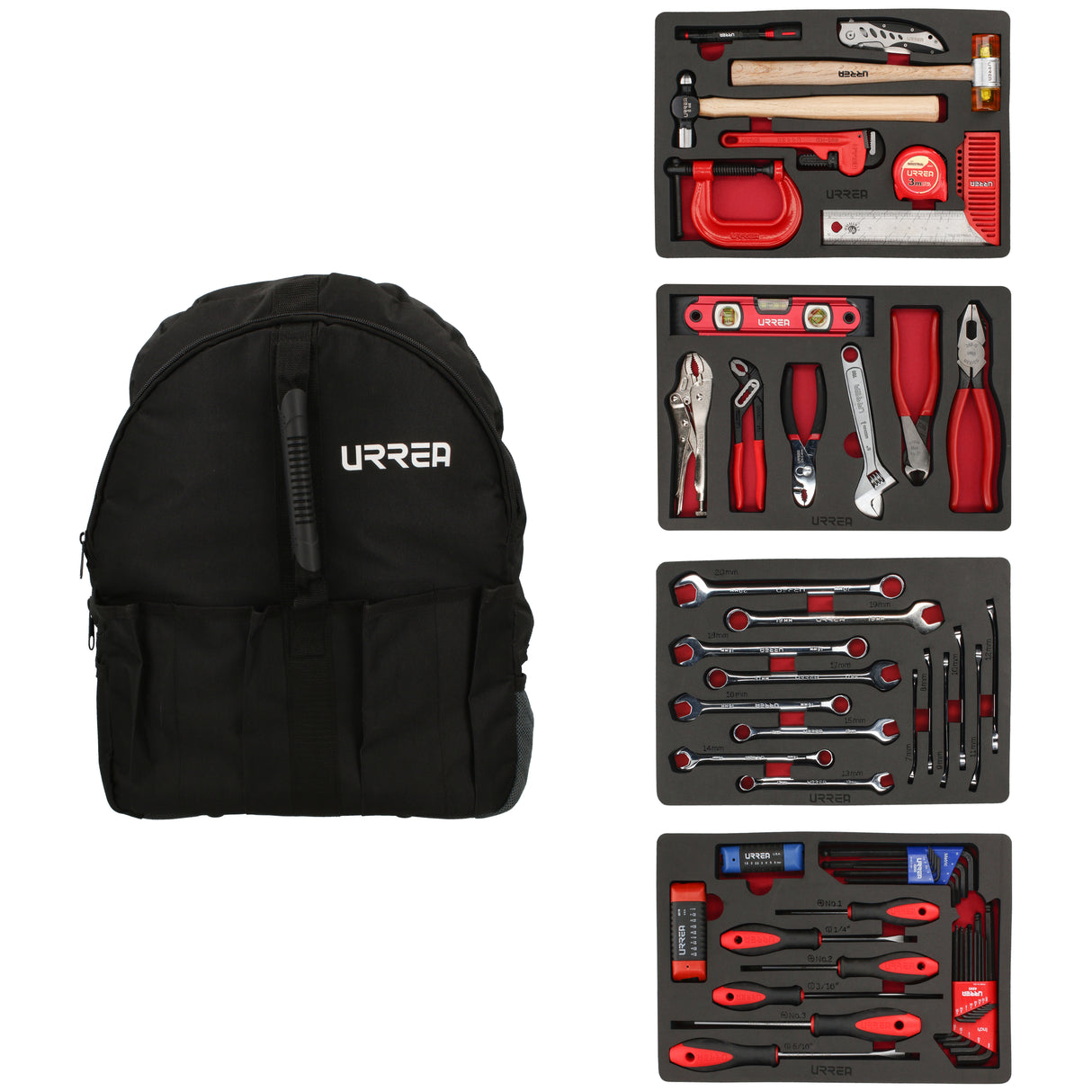 JUEGO COMBINADO DE HERRAMIENTA, 39 PIEZAS CON MOCHILA URREA JMH01