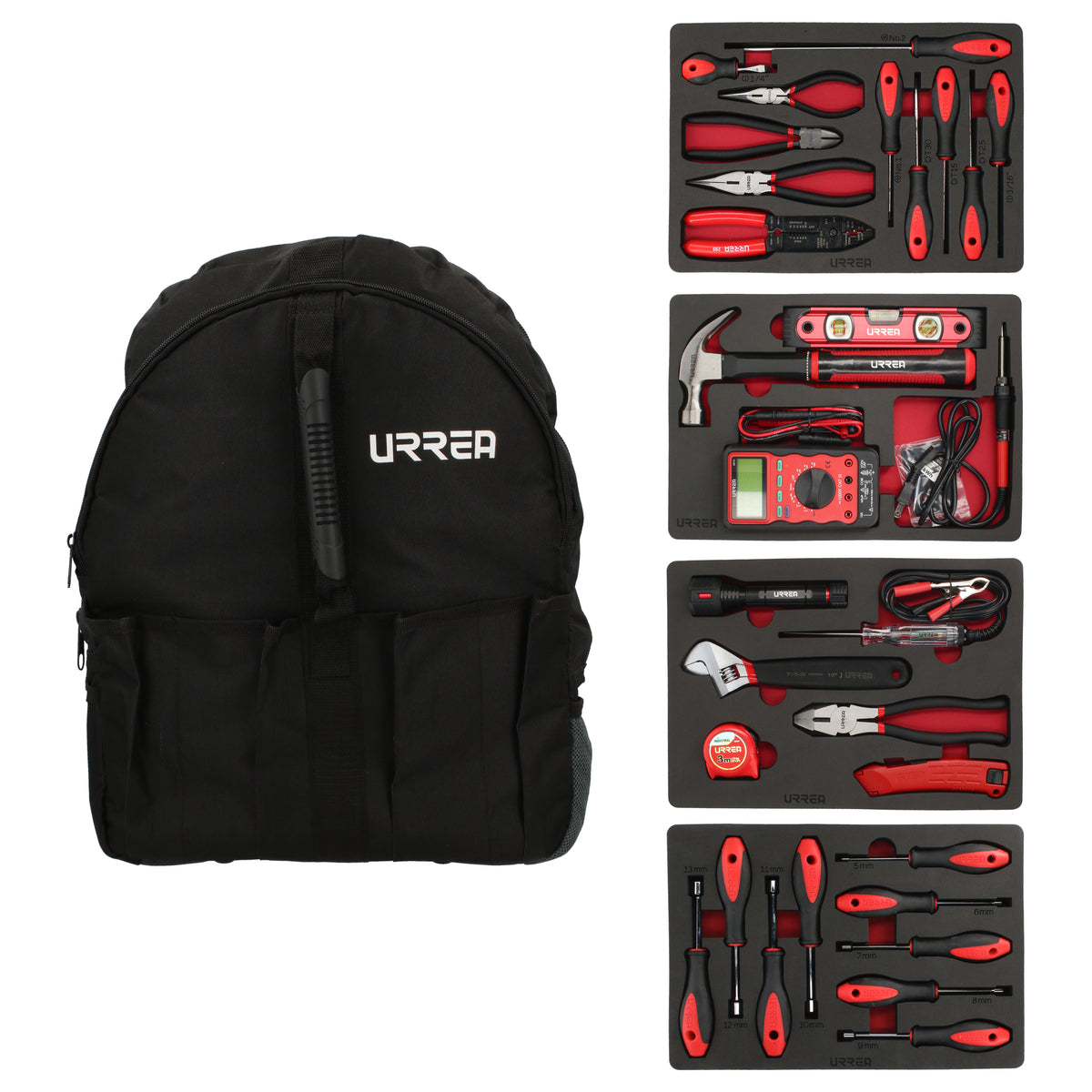 JUEGO COMBINADO DE HERRAMIENTAS PARA ELÉCTRICO, 31 PIEZAS CON MOCHILA URREA JMH05
