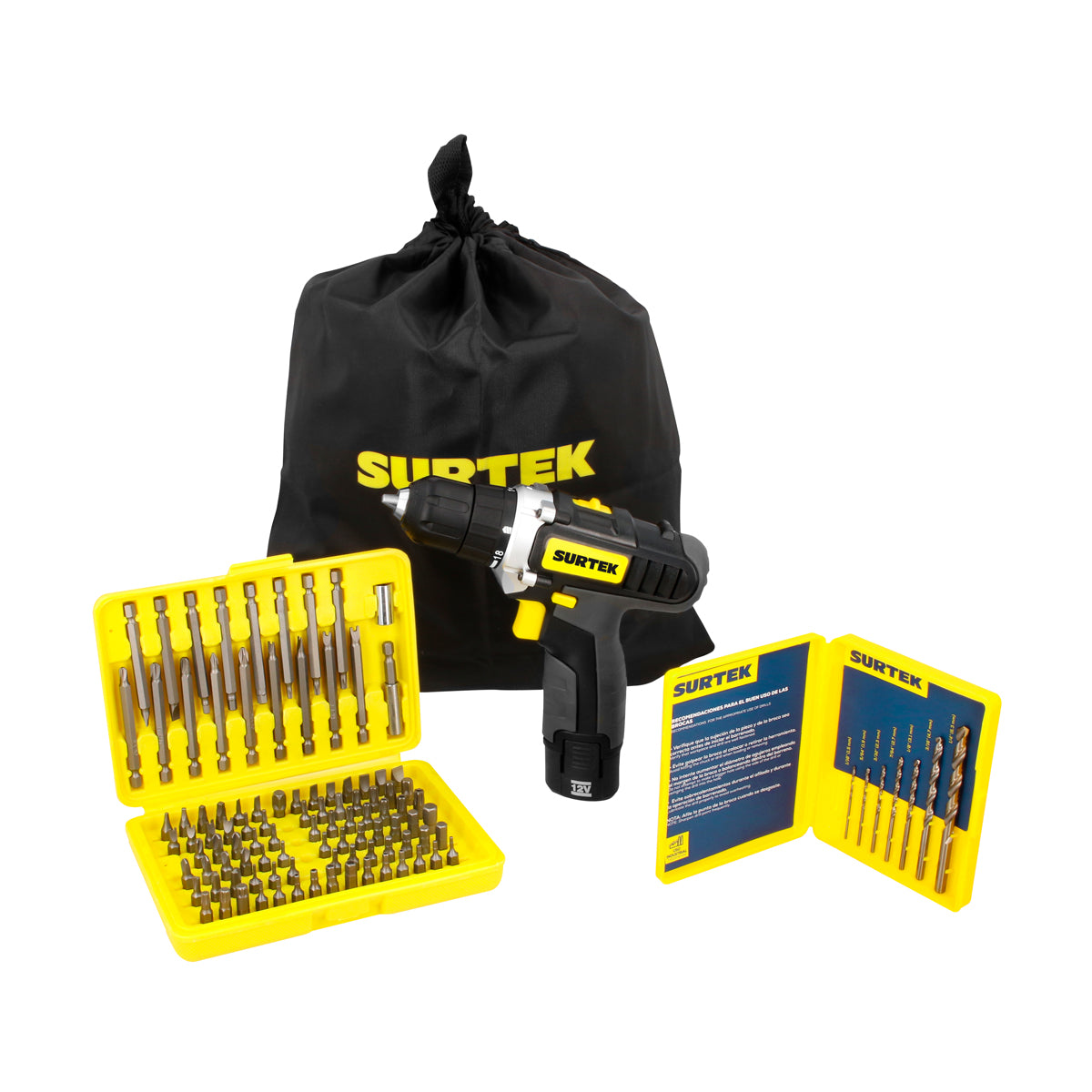 JUEGO COMBINADO DE HERRAMIENTA DE TALADRO CON ACCESORIOS, 4 PIEZAS SURTEK JTI4