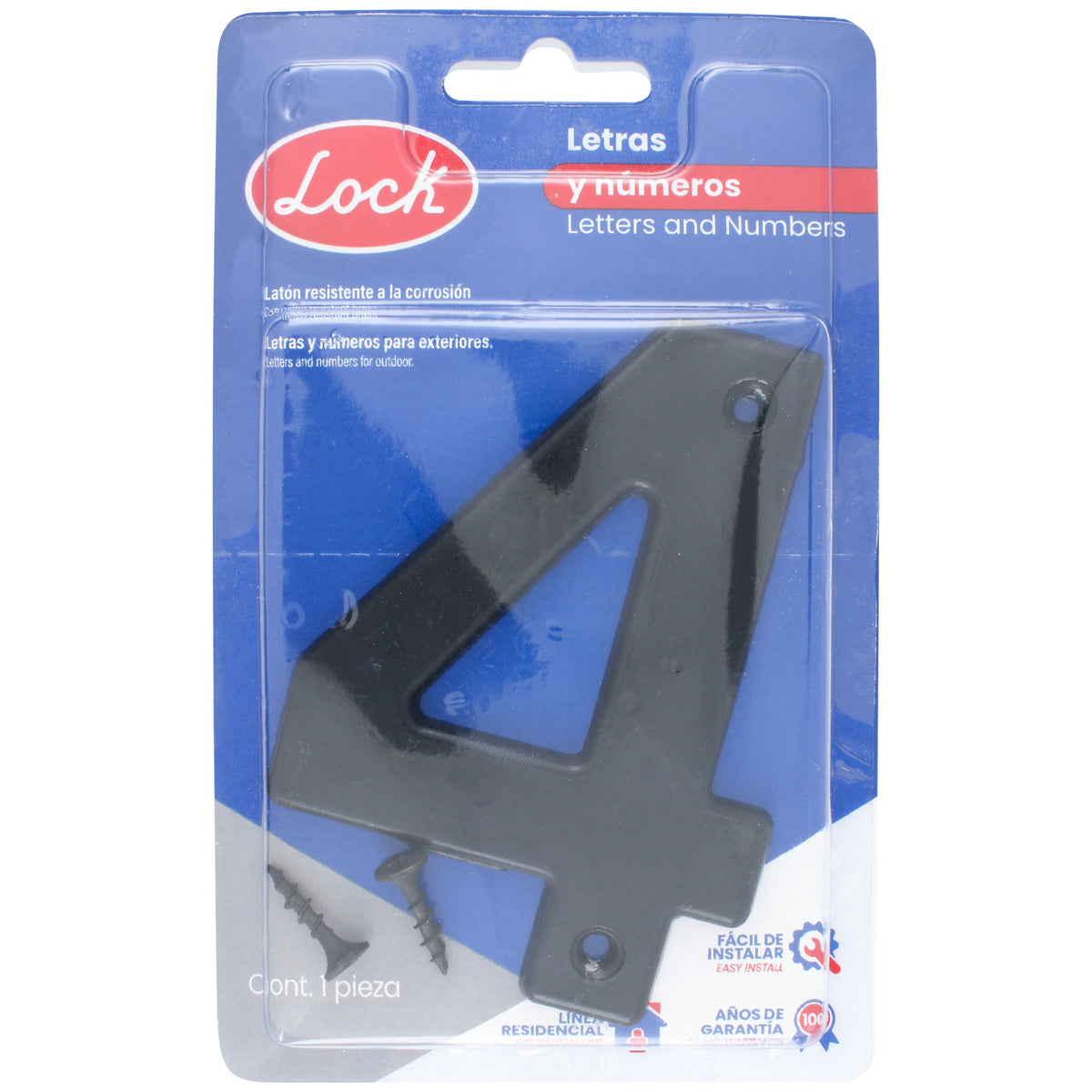 NÚMERO 4 BOLD 4" NEGRO LOCK