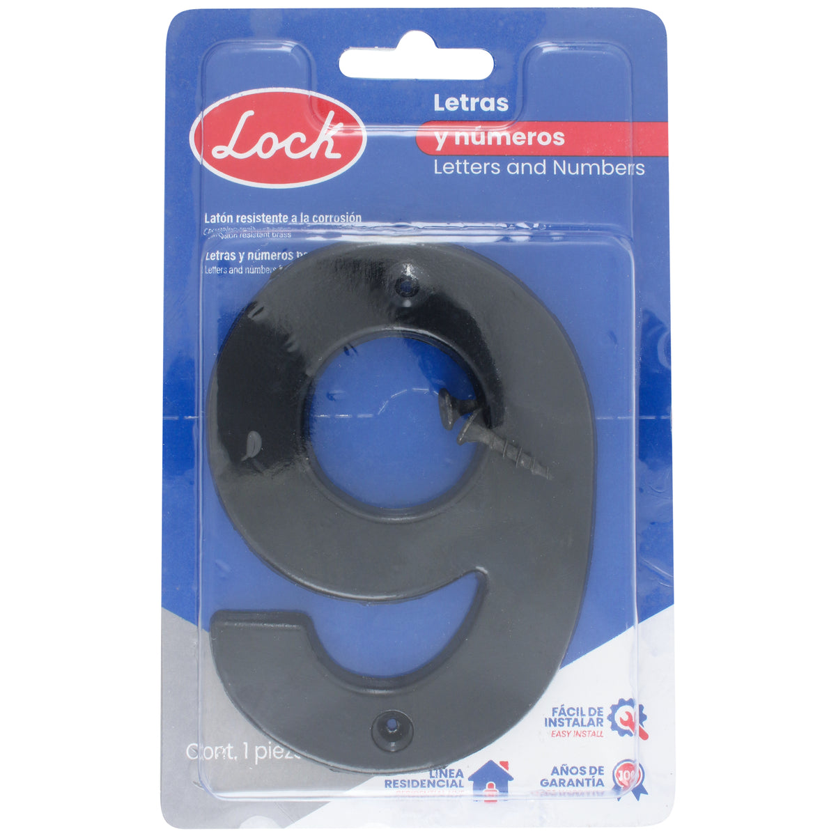 NÚMERO 9 BOLD 4" NEGRO LOCK