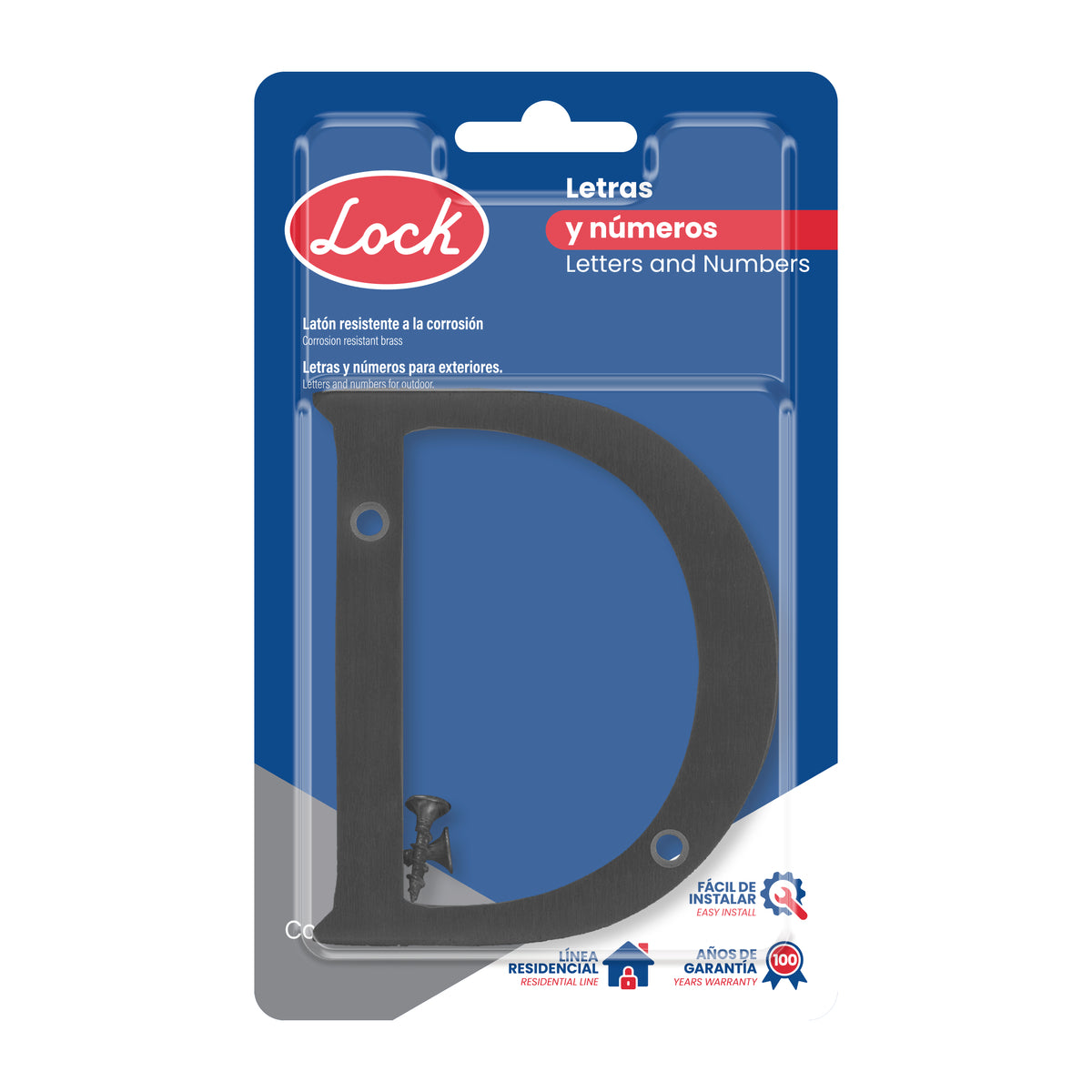 LETRA D SLIM 4" NEGRO LOCK