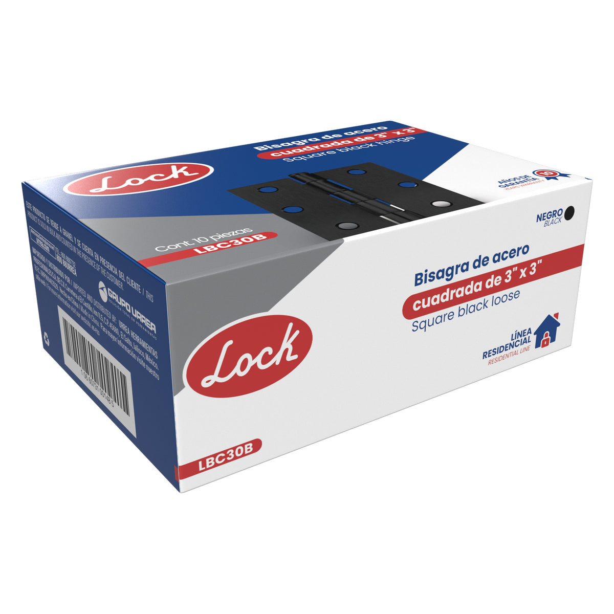 BISAGRA CUADRADA PERNO SUELTO DE ACERO NEGRO 3" X 3" LOCK