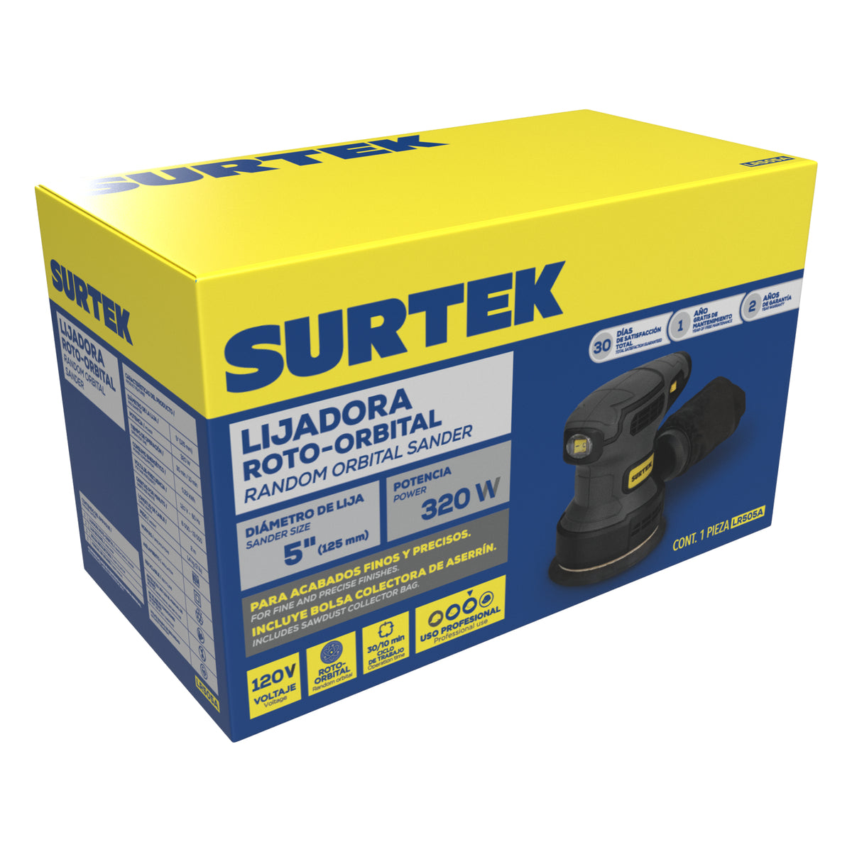 LIJADORA ROTO ORBITAL 5" 320 W 120 V, 13000 RPM SURTEK LR505A