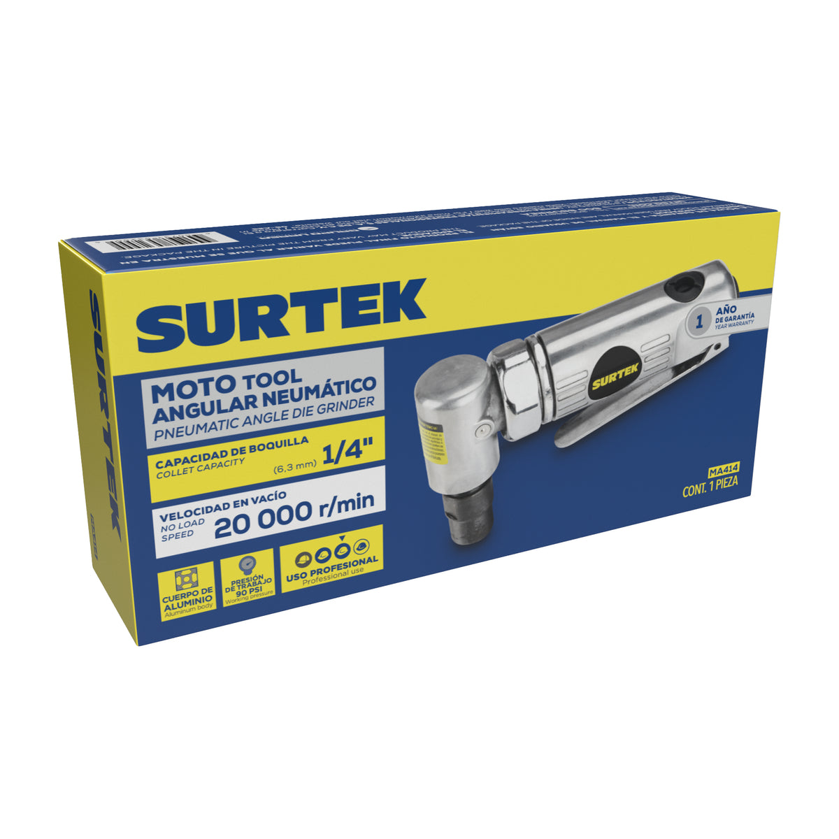 MOTO-TOOL NEUMÁTICO ANGULAR 1/4" 20,000 RPM SURTEK