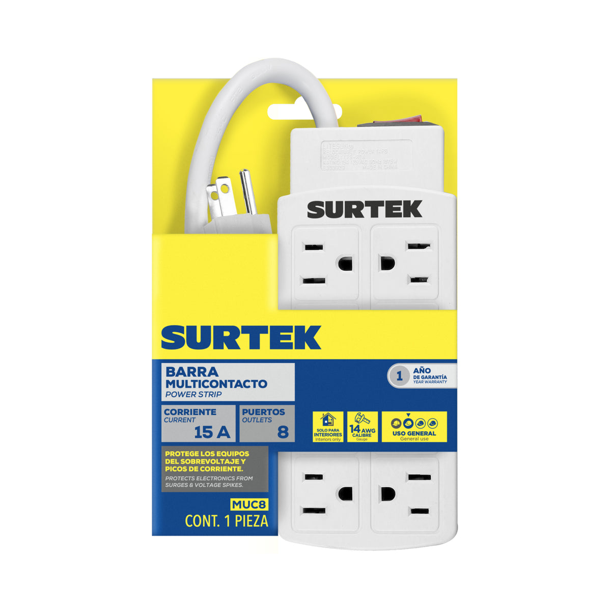 BARRA MULTICONTACTO 8 ENTRADAS, 15 A SURTEK MUC8
