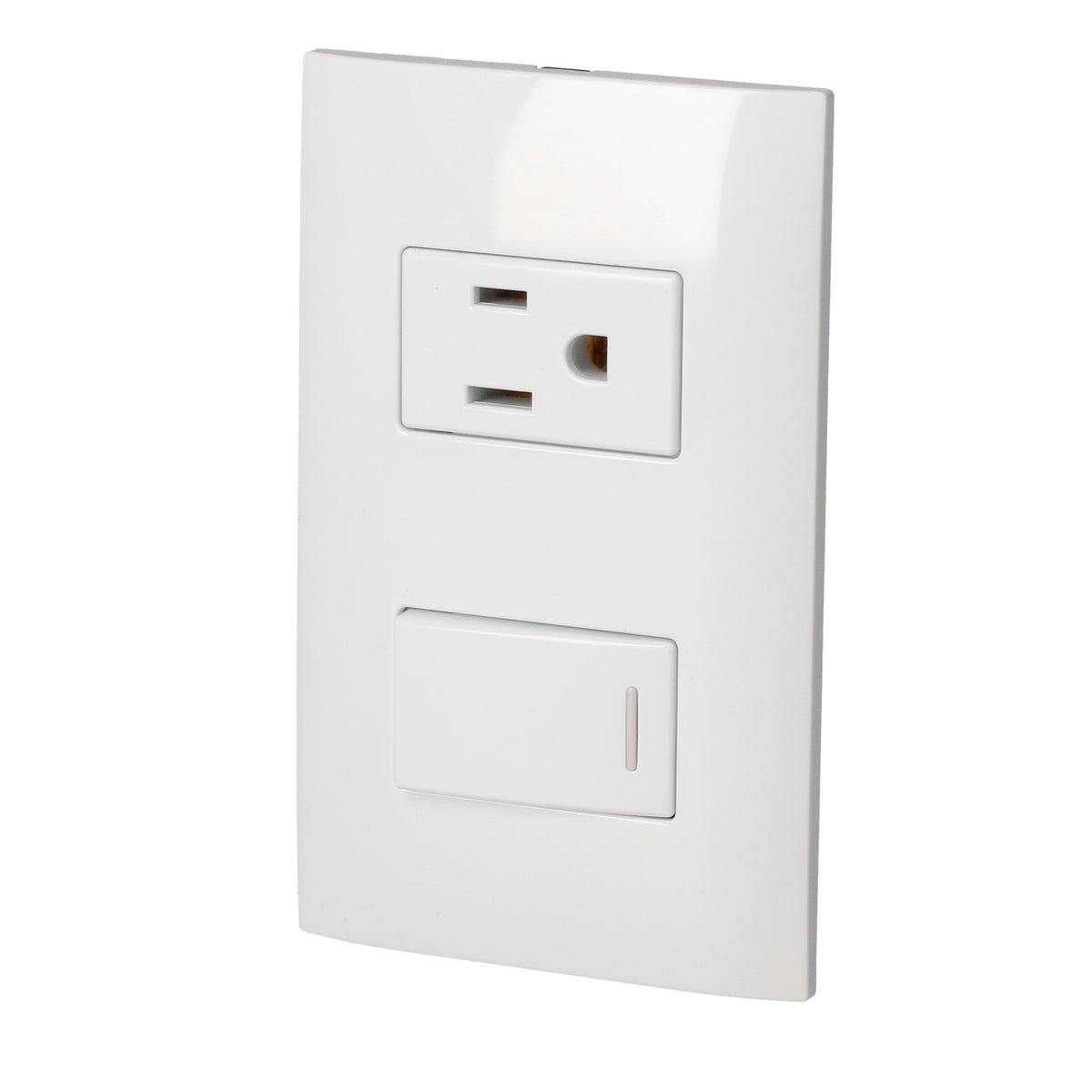 PLACA 1 SWITCH 1 CONTACTO 1/3, LÍNEA AMERICANA, COLOR PLATA SURTEK