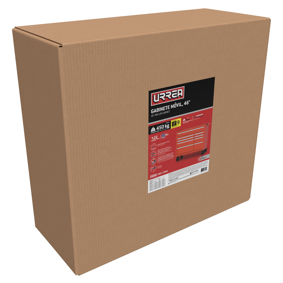 GABINETE MÓVIL 15 GAVETAS COLOR ROJO SERIE P 46" URREA