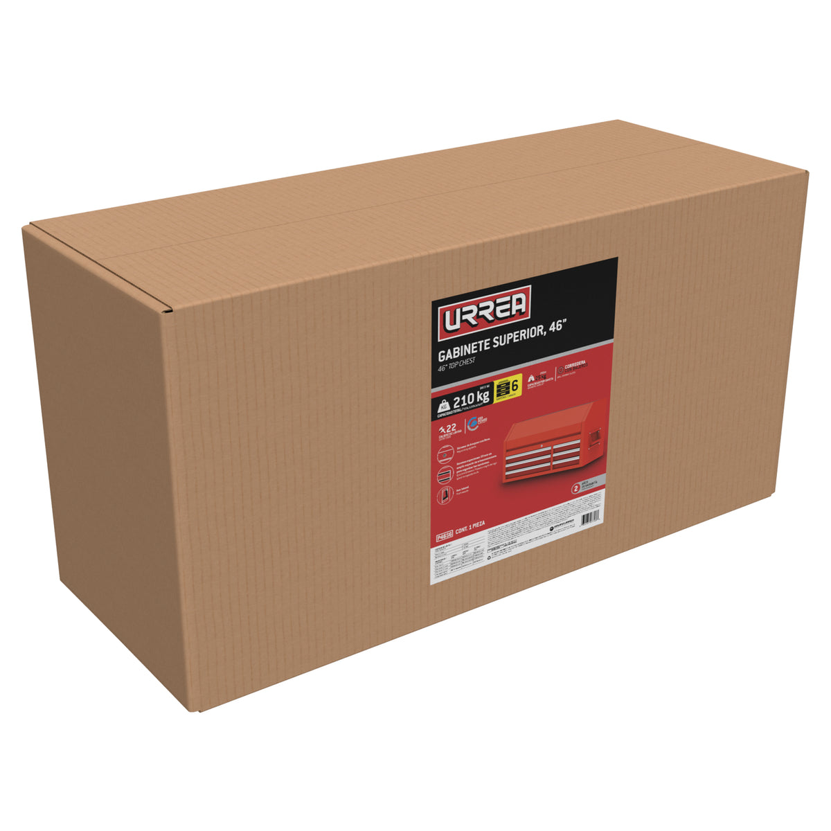 GABINETE SUPERIOR 6 GAVETAS COLOR ROJO SERIE P 46" URREA