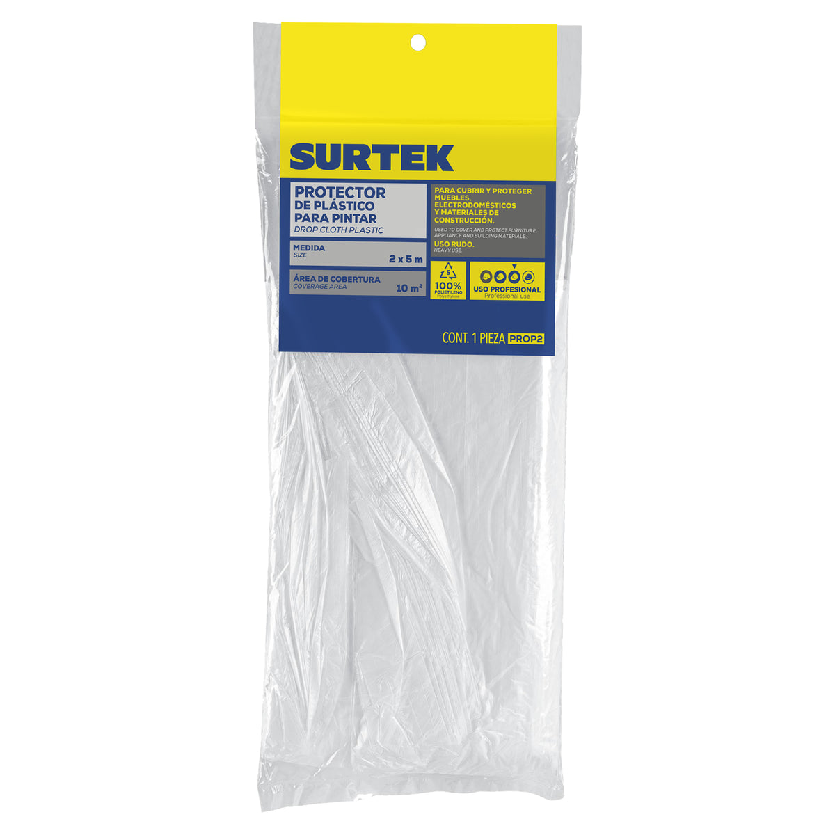 PROTECTOR DE PLÁSTICO PARA PINTAR 2 X 5 M SURTEK PROP3