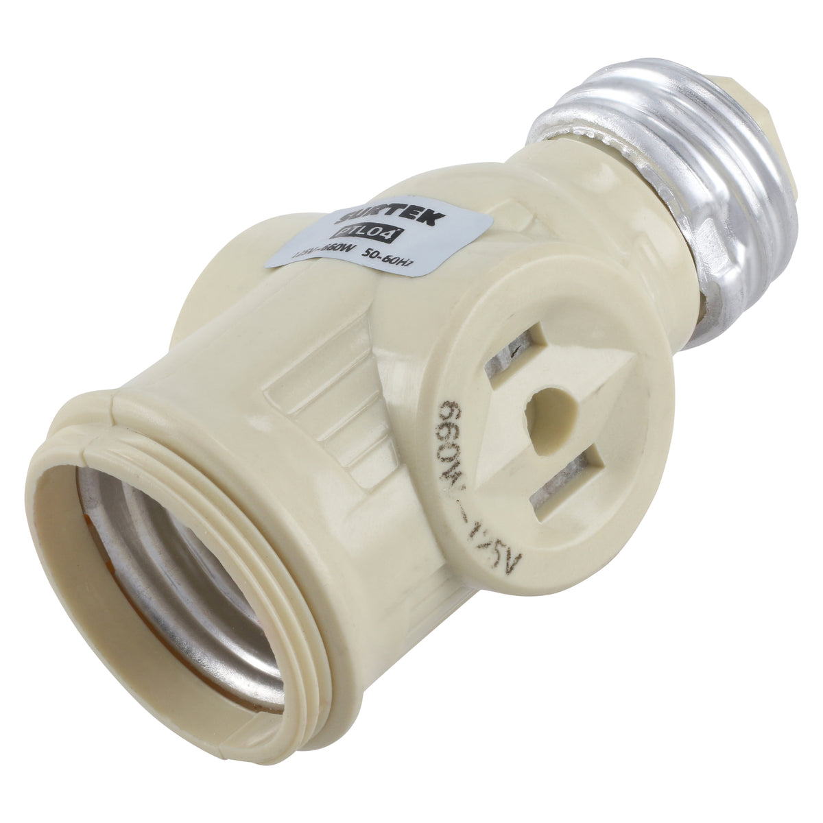 PORTALÁMPARA CON LADRÓN, COLOR MARFIL SURTEK